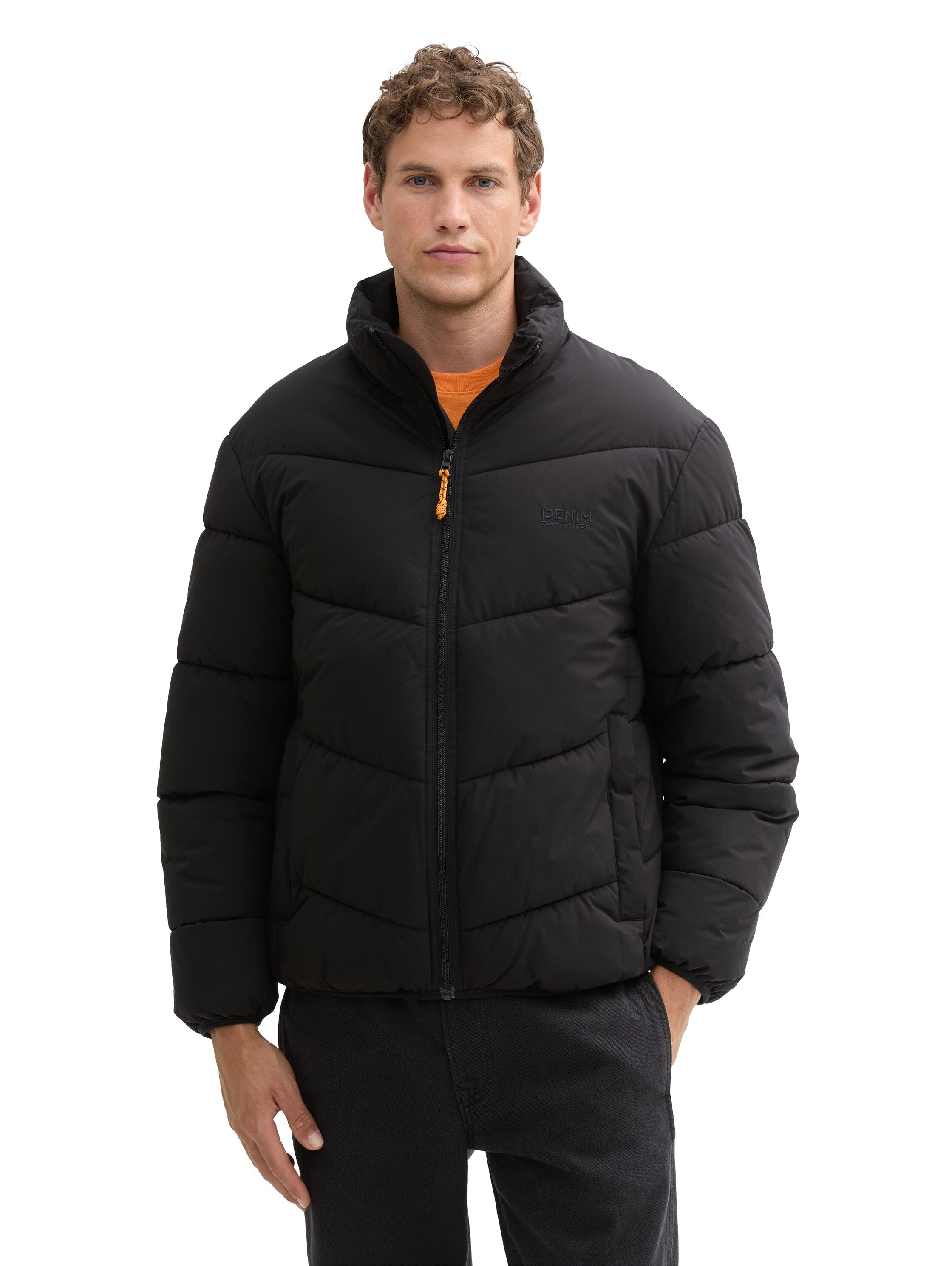 Winterjacke Herren Relaxed Fit Stehkragen Logo Stickerei Polyester
