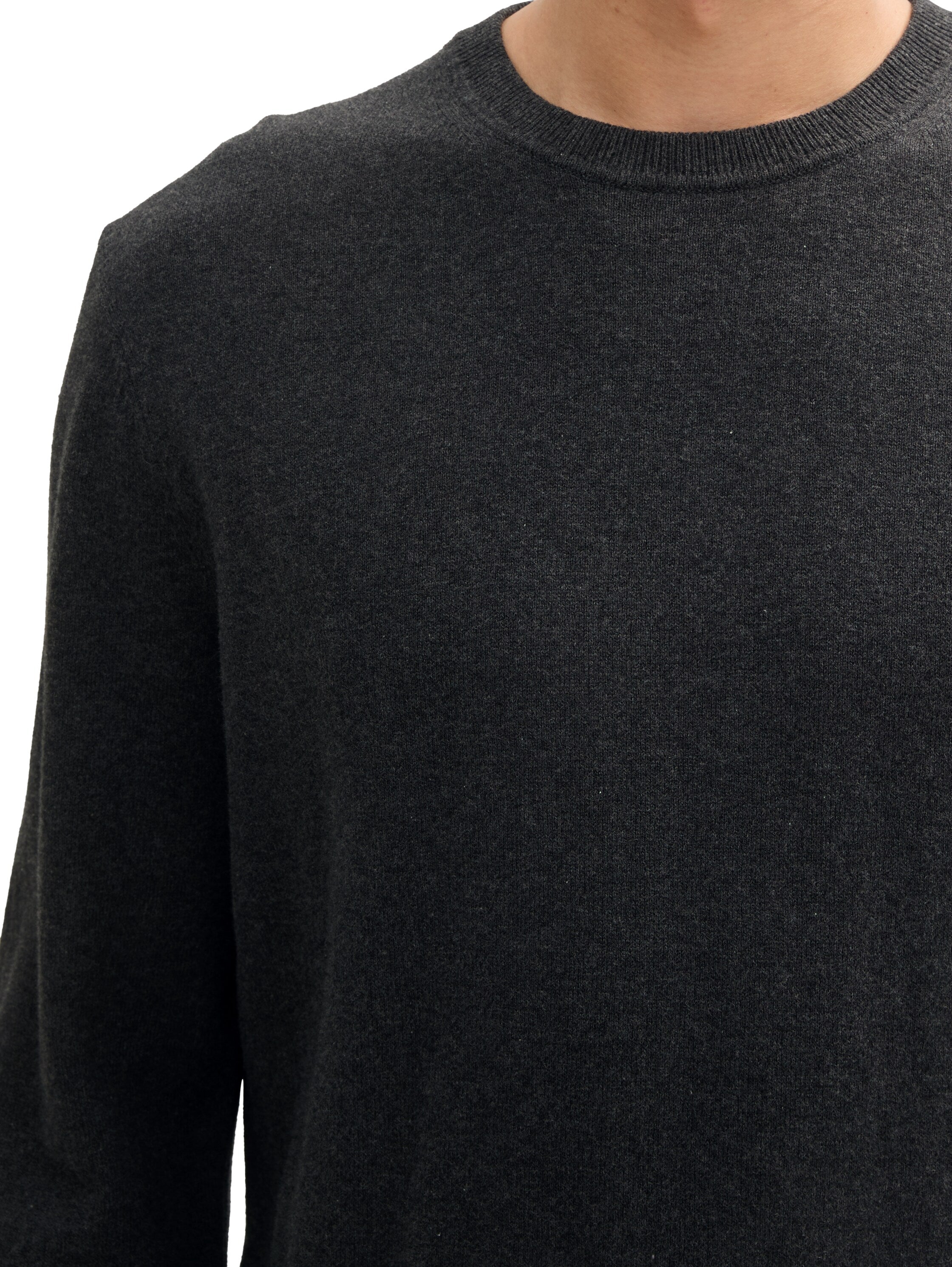 Basic Herren Pullover Baumwoll-Kaschmir Rippbündchen