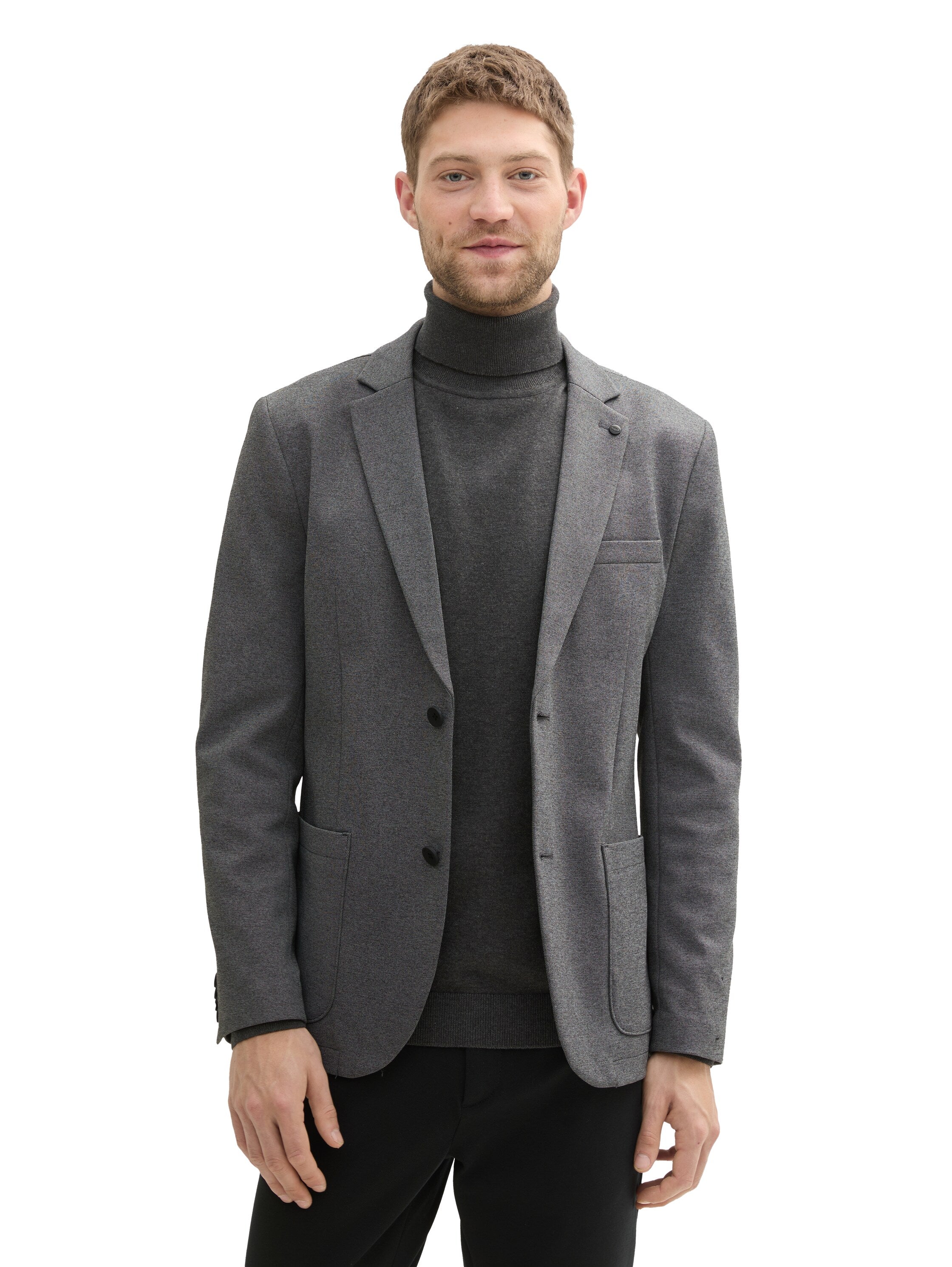 Tom Tailor Denim Blazer Erwachsene mit Piqué Struktur und aufgesetzten Taschen