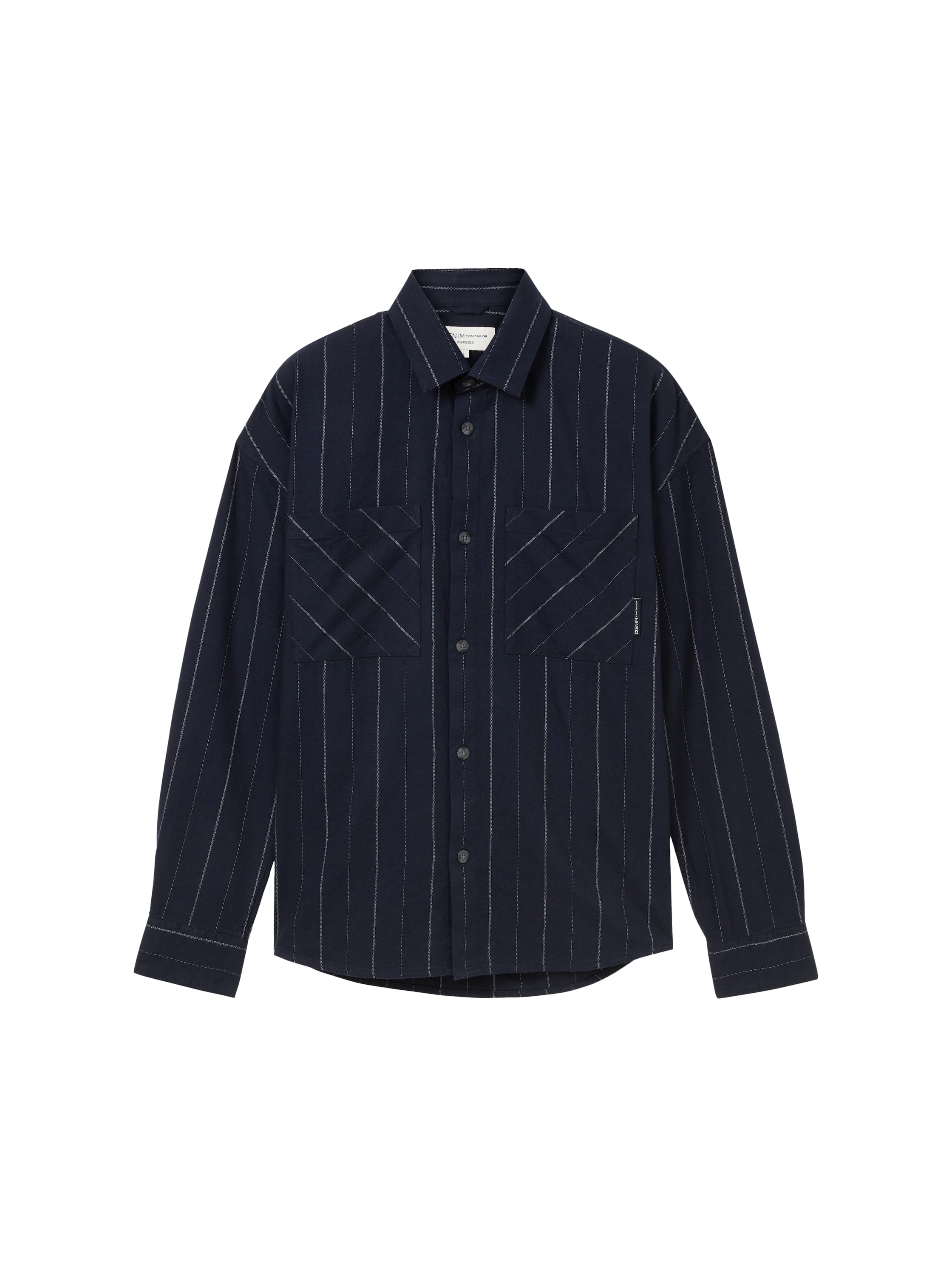 Tom Tailor Denim Male Oversized Baumwollhemd navy white pin stripe