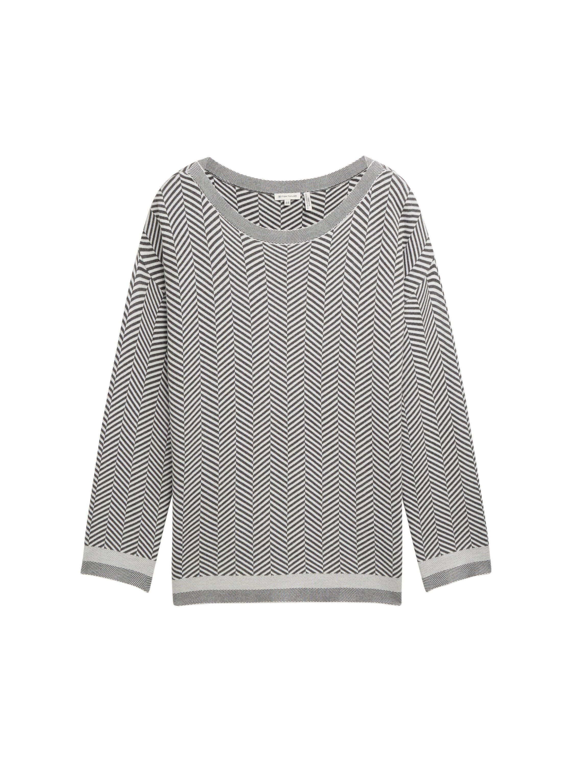 Pullover Damen Fischgräten-Muster Saum Viskose Polyamid