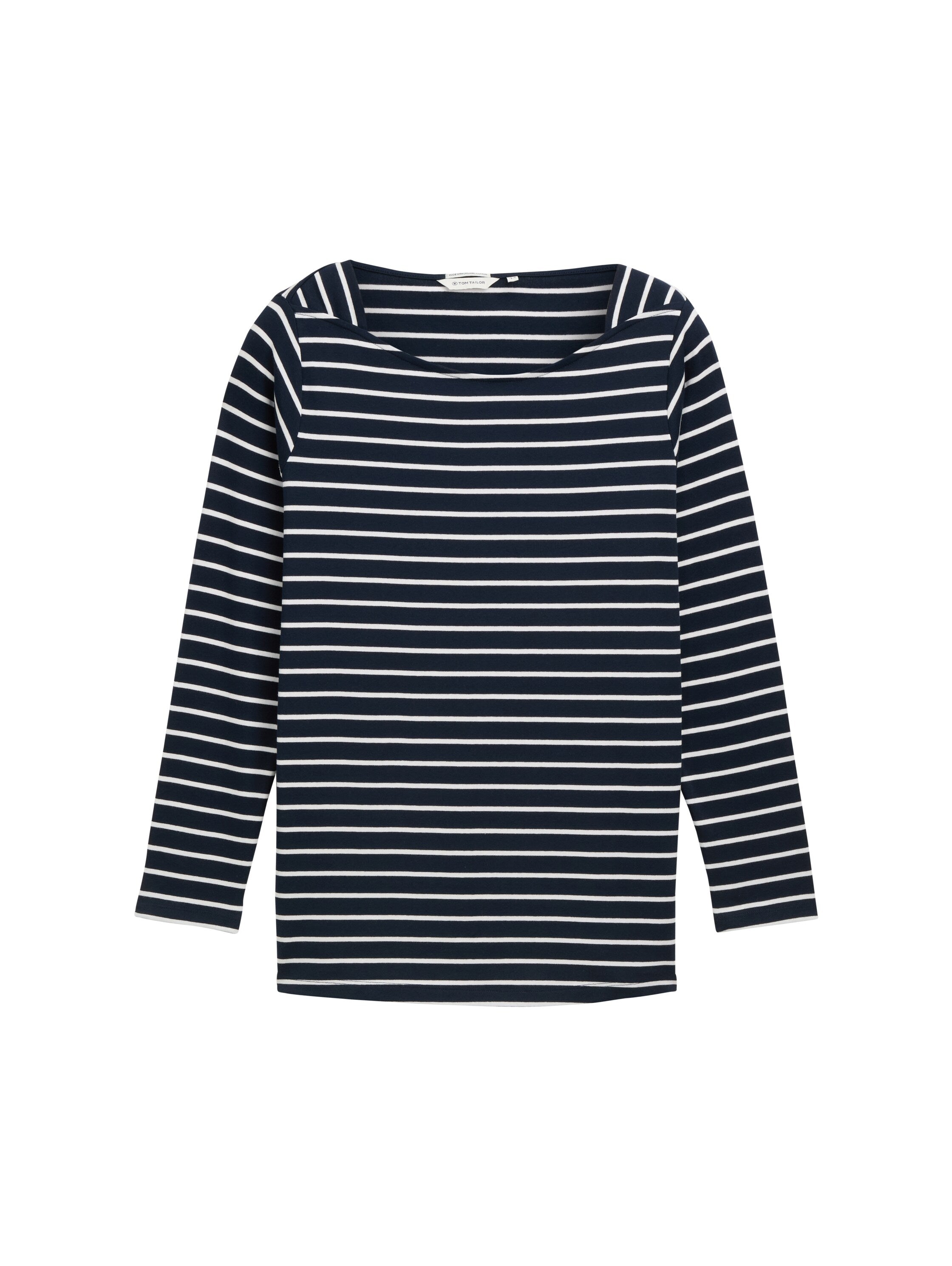 Tom Tailor Gestreiftes Langarmshirt Damen U-Boot-Ausschnitt Baumwolle Elasthan