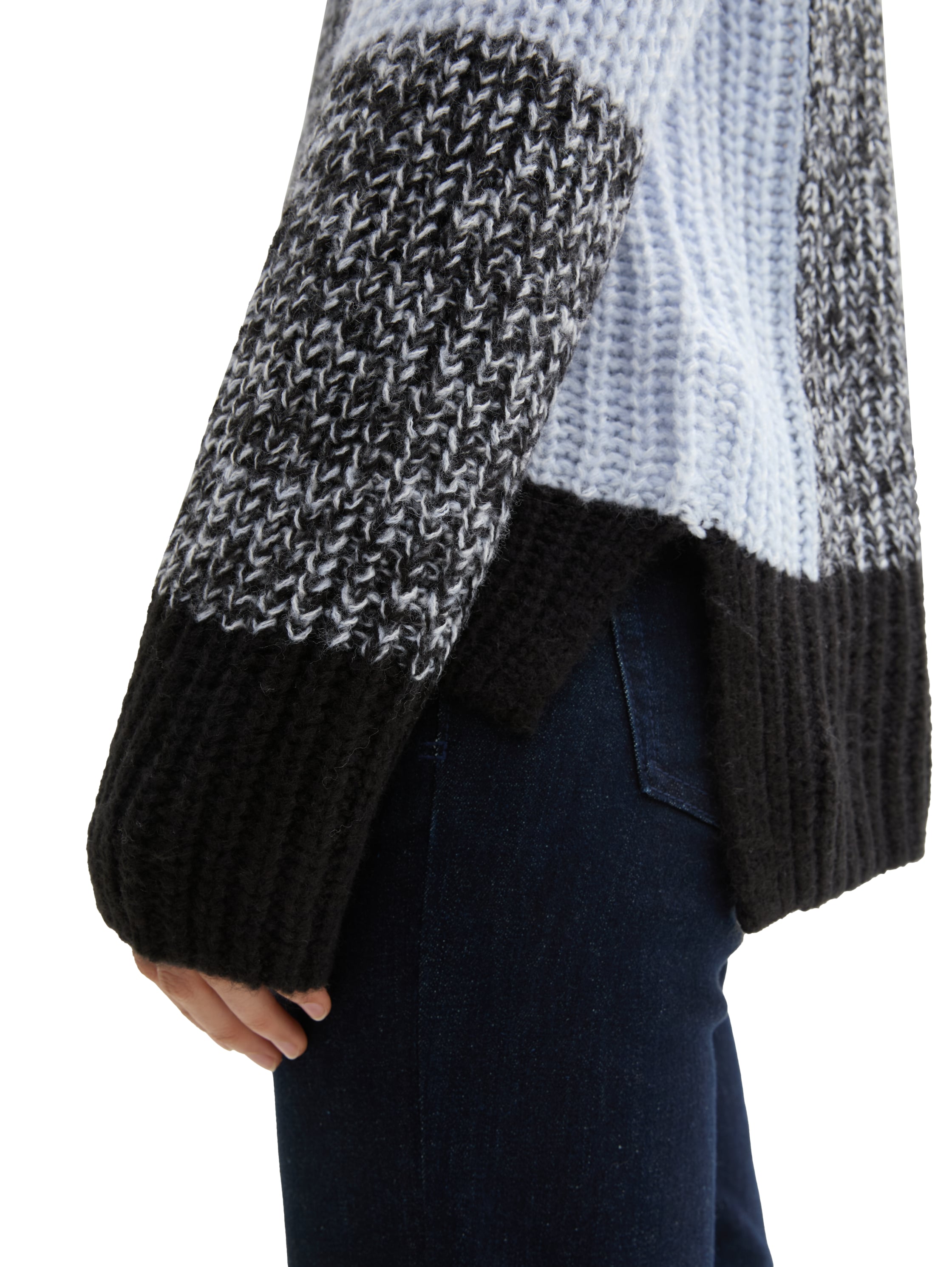 Moderner Wollpullover Damen Rollkragen kurzem Seitenschlitzen