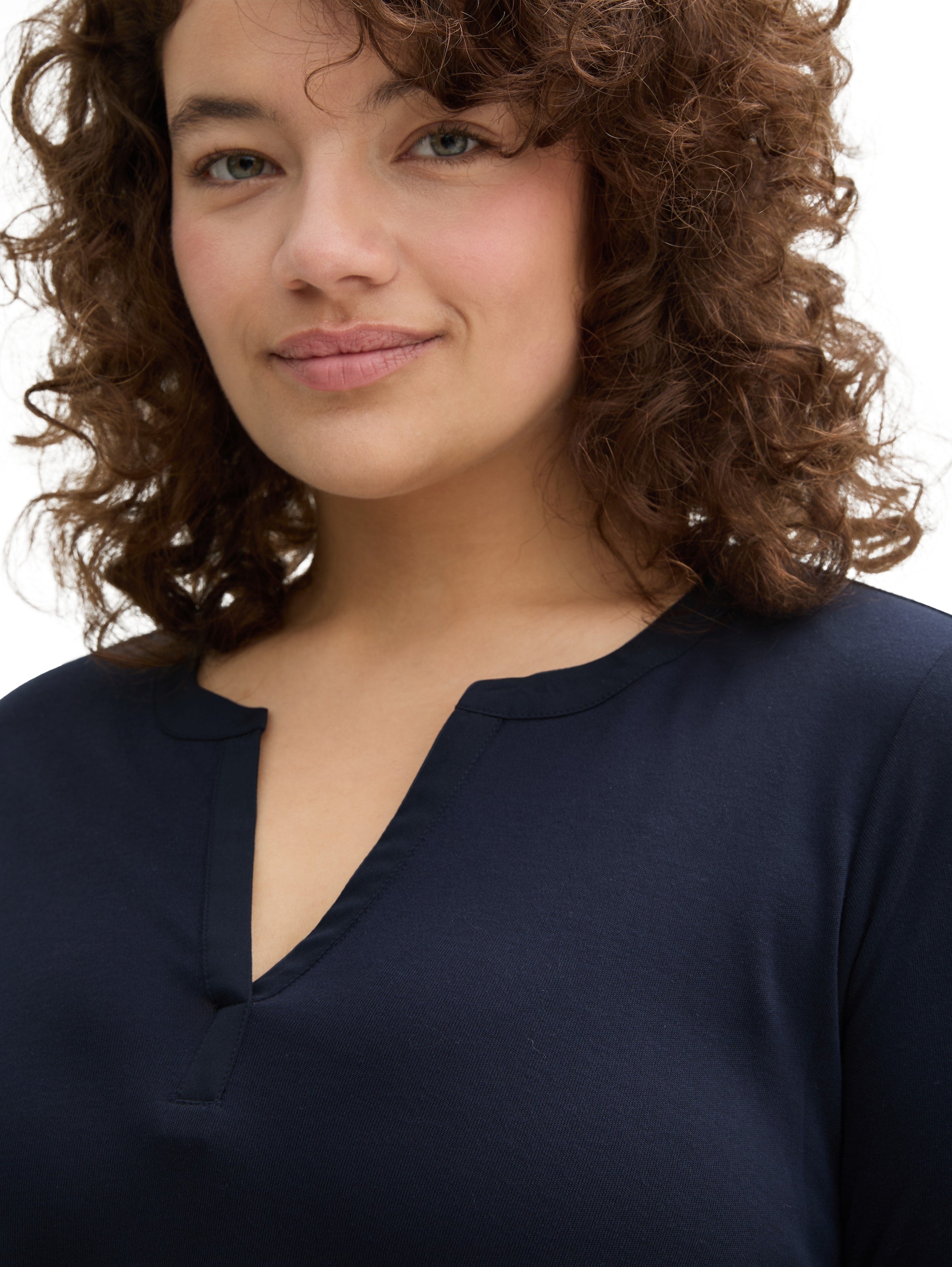 Tom Tailor Denim Female Langarmshirt aus Lyocell Erwachsene Weiblich Pflegeleicht