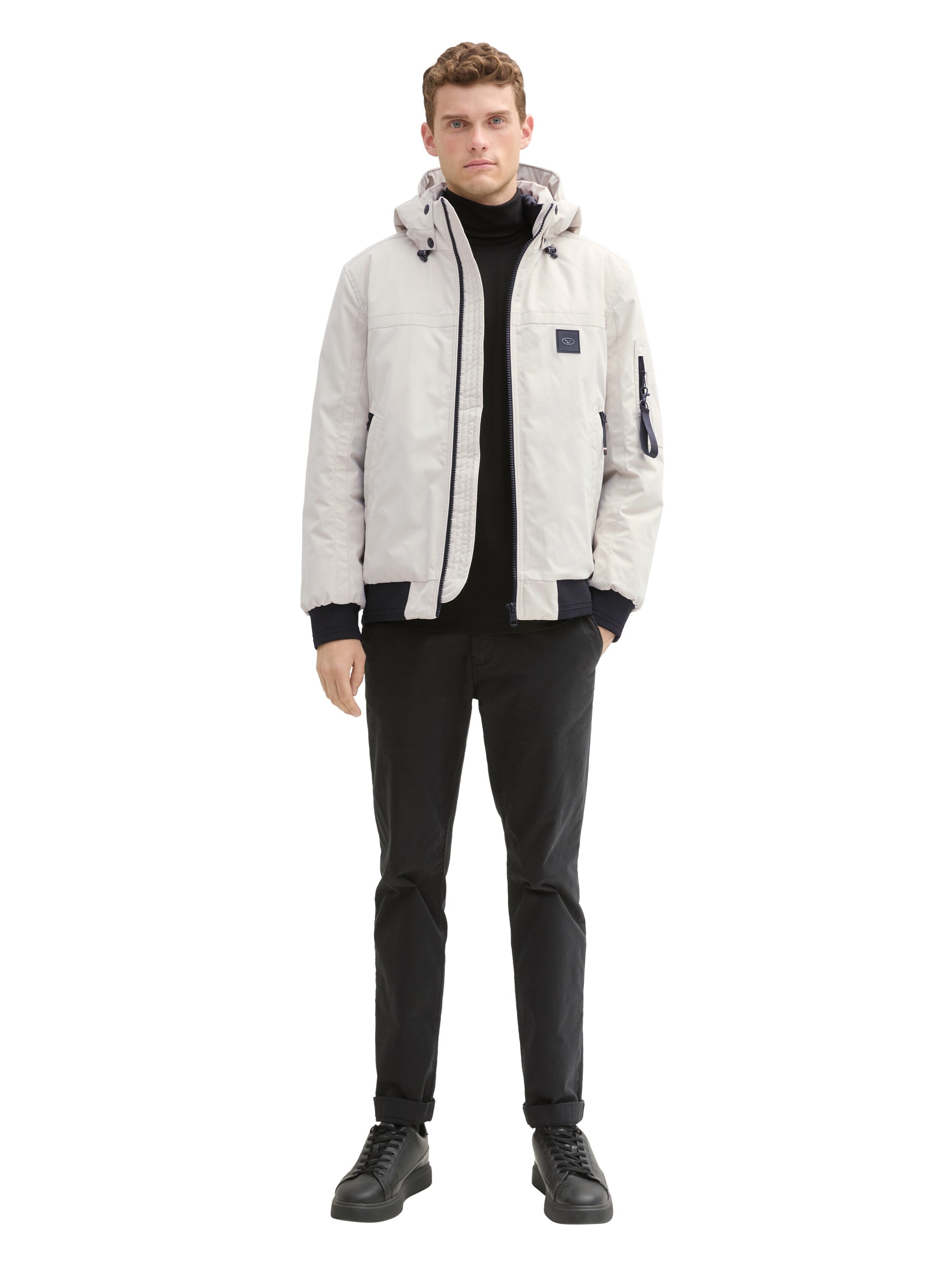 Atmungsaktive Übergangsjacke Herren Blouson mit Kapuze und Reißverschluss L