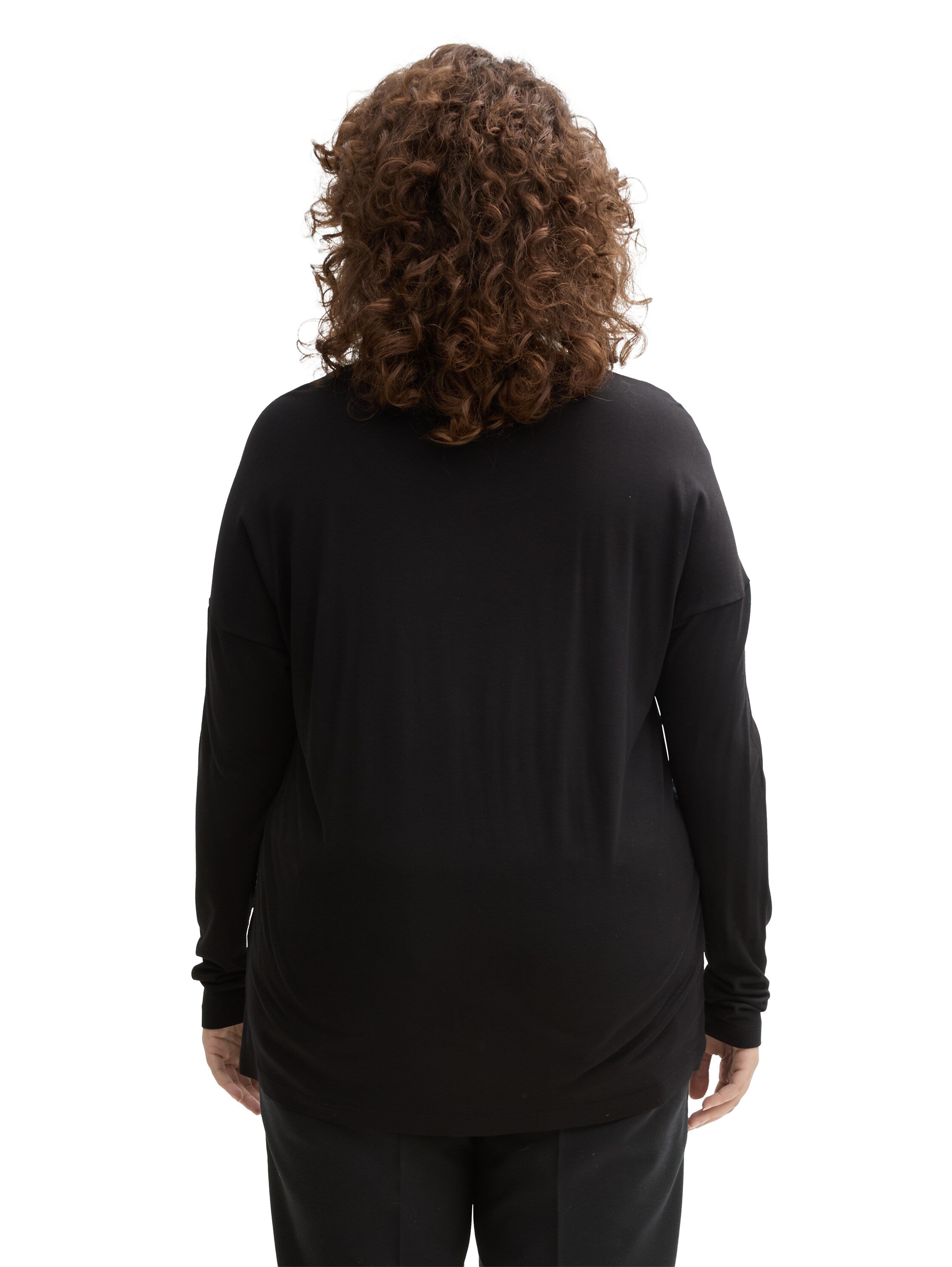 Tom Tailor Denim Langarmshirt Damen Material-Mix Print Viskose Polyester