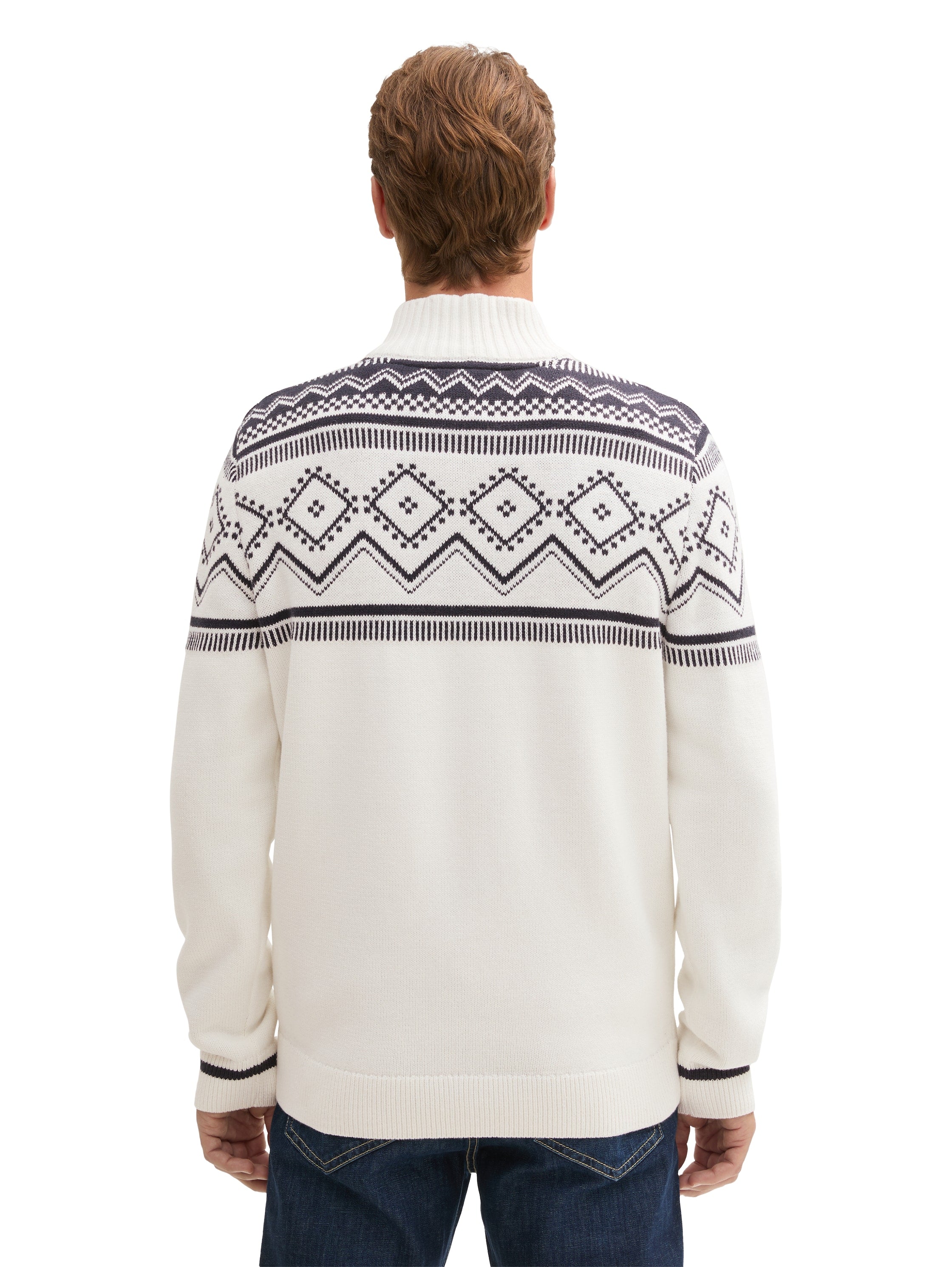 Tom Tailor Denim Strickpullover Herren offwhite navy fair isle