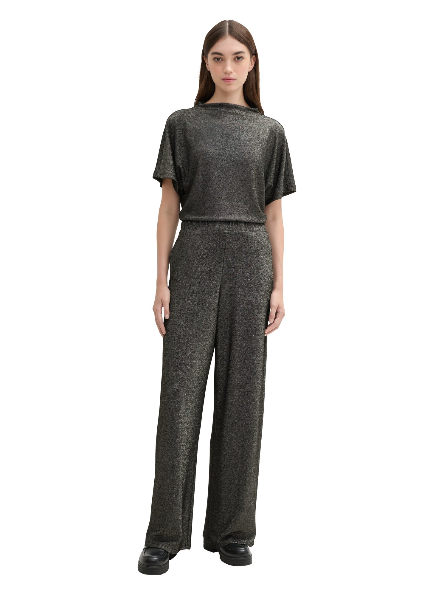 Tom Tailor Damen Leggings Glitter mit Eingrifftaschen und elastischem Bund