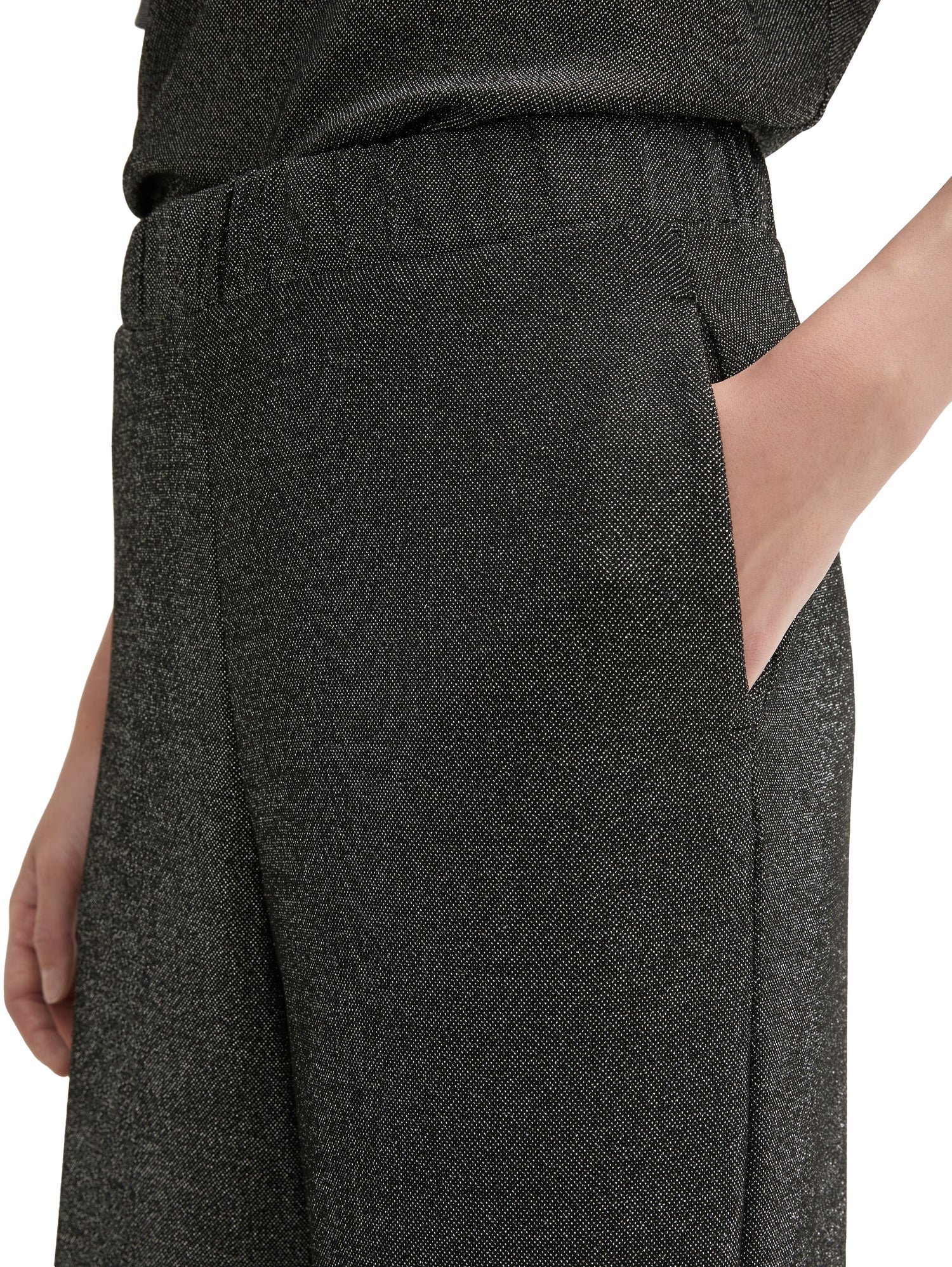 Tom Tailor Damen Leggings Glitter mit Eingrifftaschen und elastischem Bund