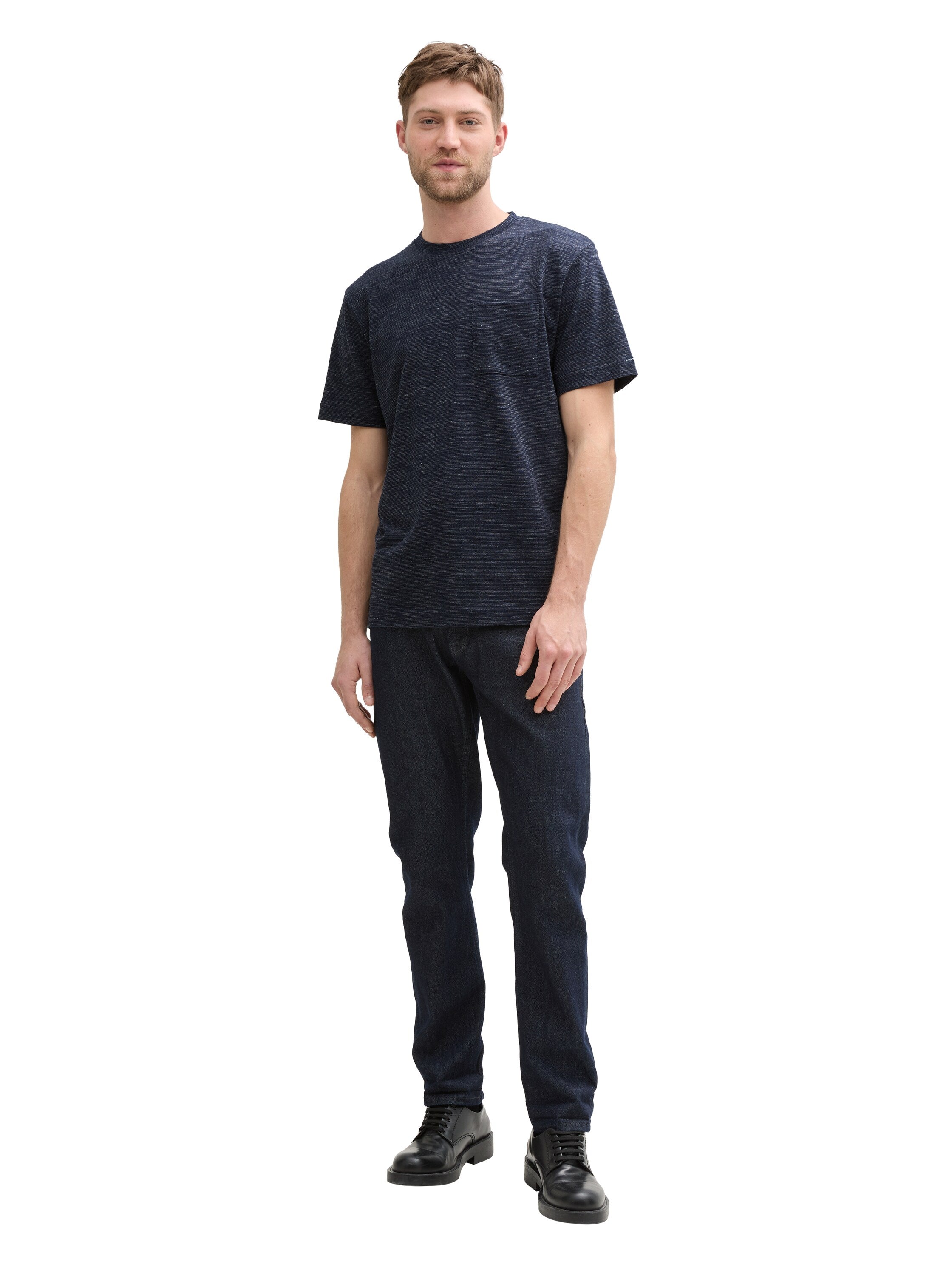 Tom Tailor Denim T-Shirt Herren Brusttasche Melange Optik