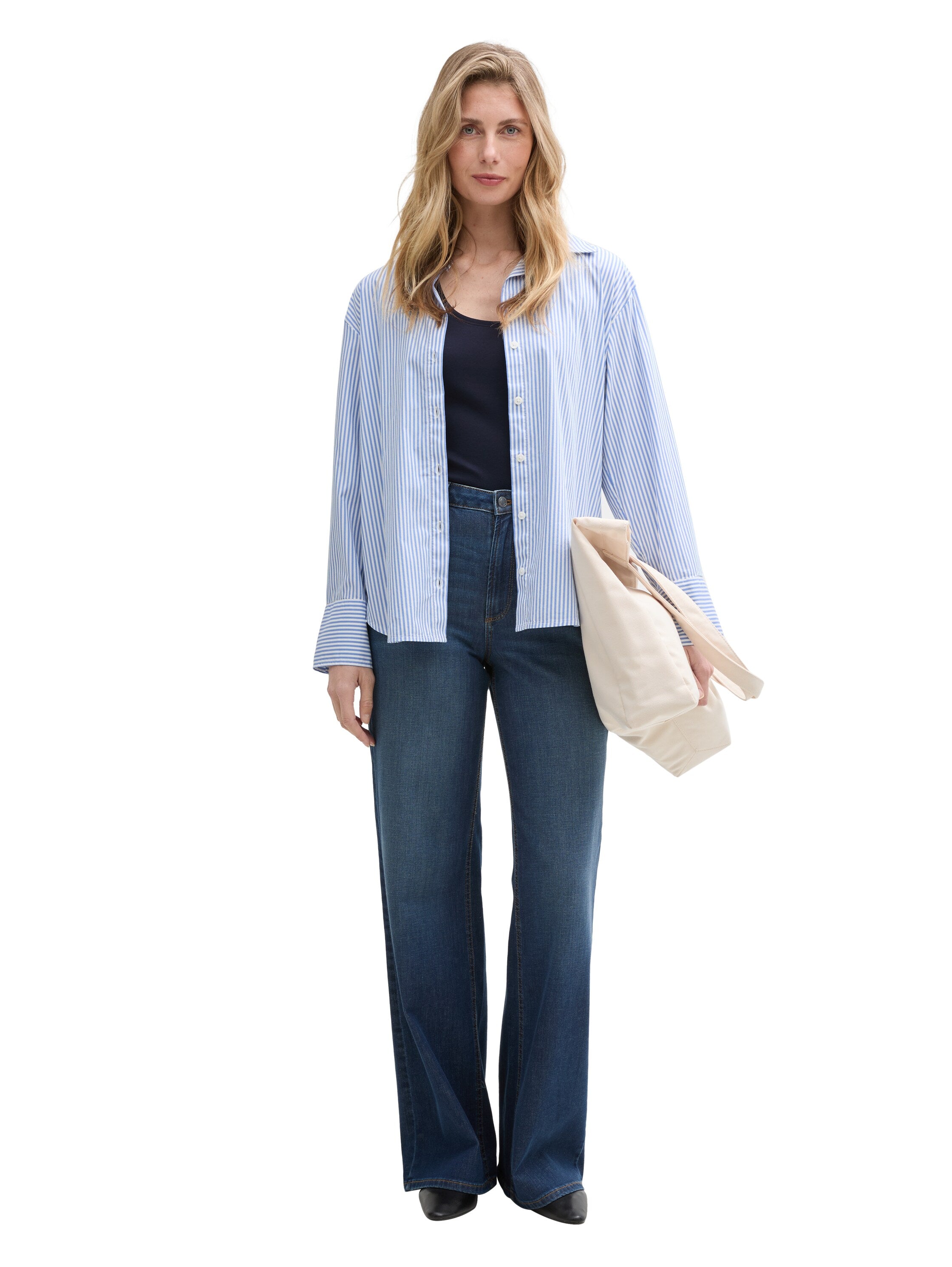 Tom Tailor Denim Basic Top Damen Weiß Stretch Baumwolle