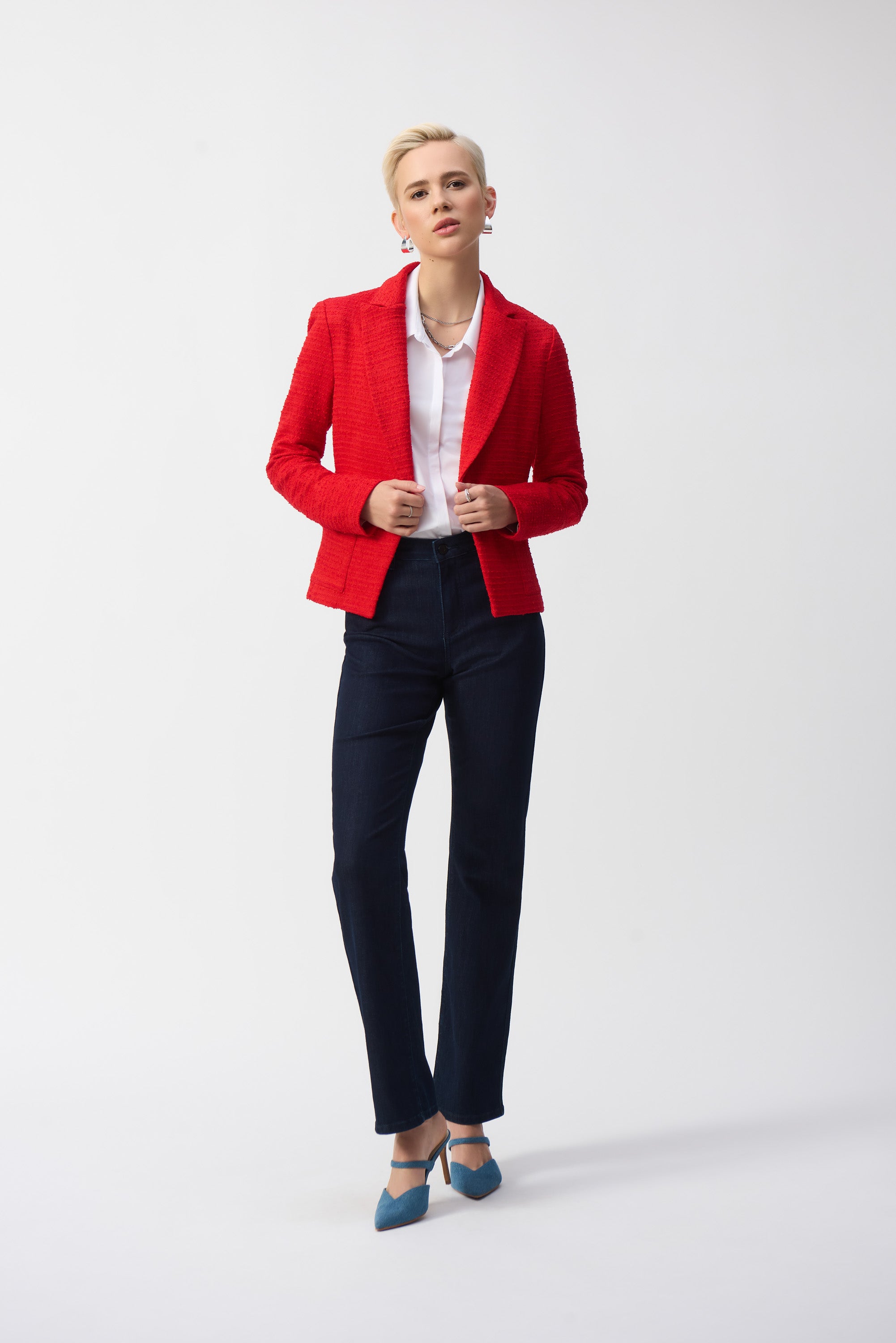 Joseph Ribkoff Damen Bootcut Denim-Hose mit Featherweave