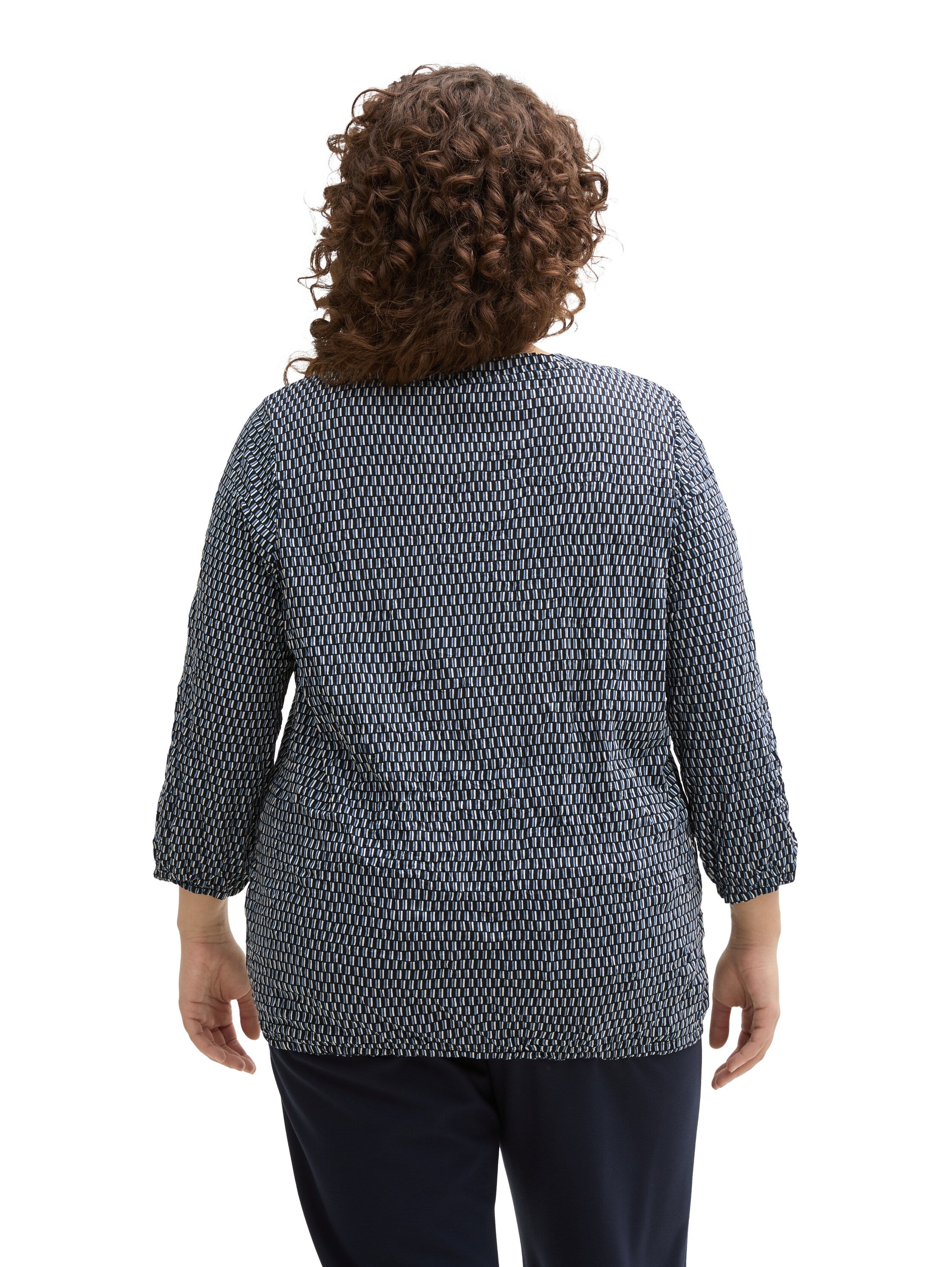 Tom Tailor Denim Langarmshirt Blusen-Optik Damen mit Gummibund