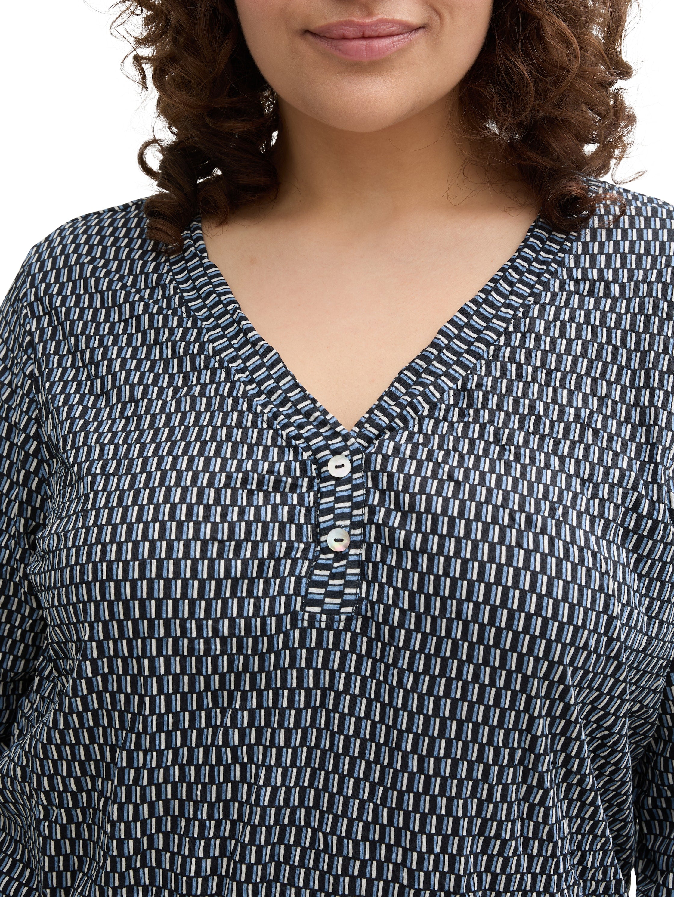 Tom Tailor Denim Langarmshirt Blusen-Optik Damen mit Gummibund
