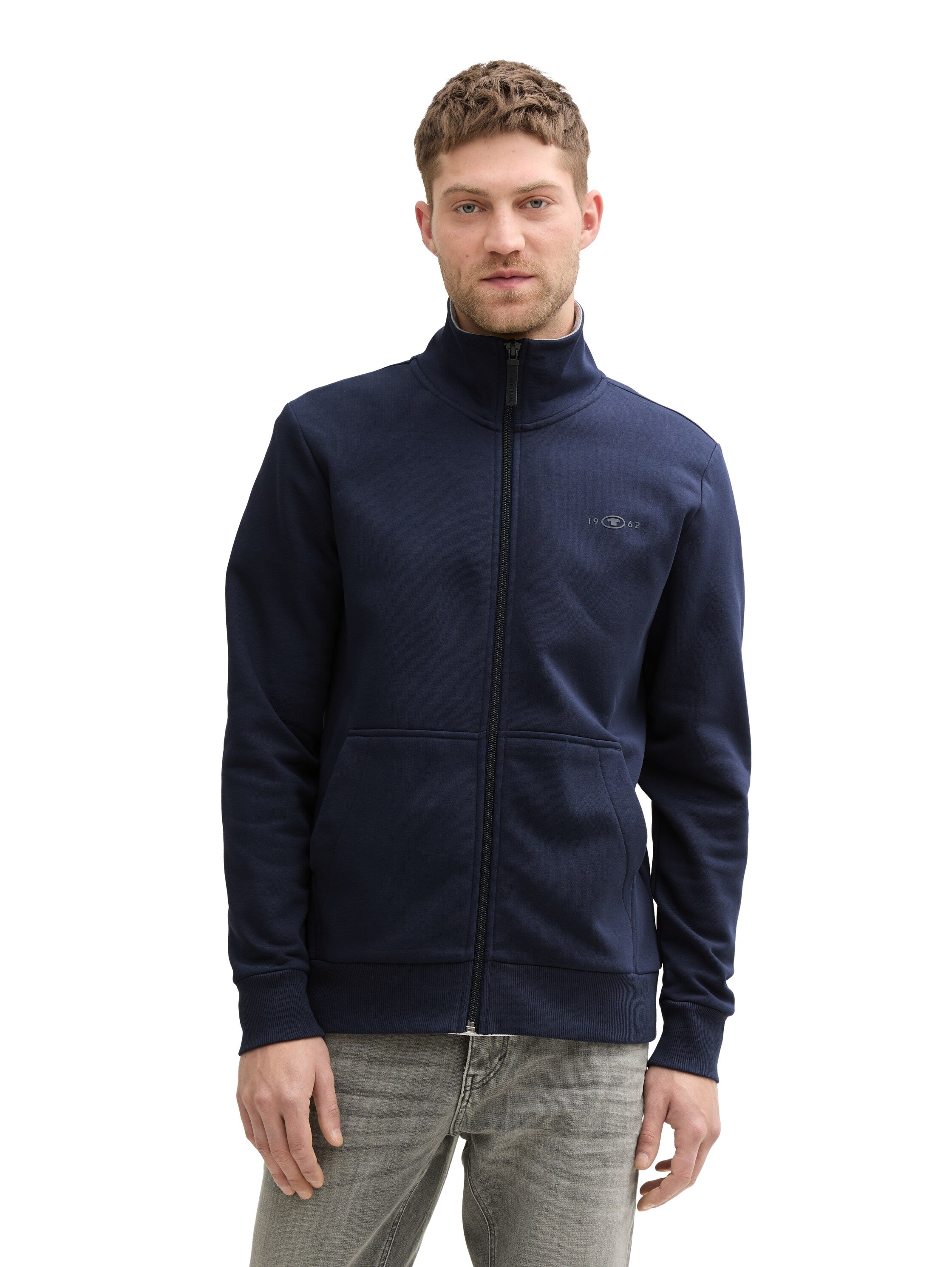 Tom Tailor Denim Sweatjacke für Erwachsene Männer mit Logo-Print