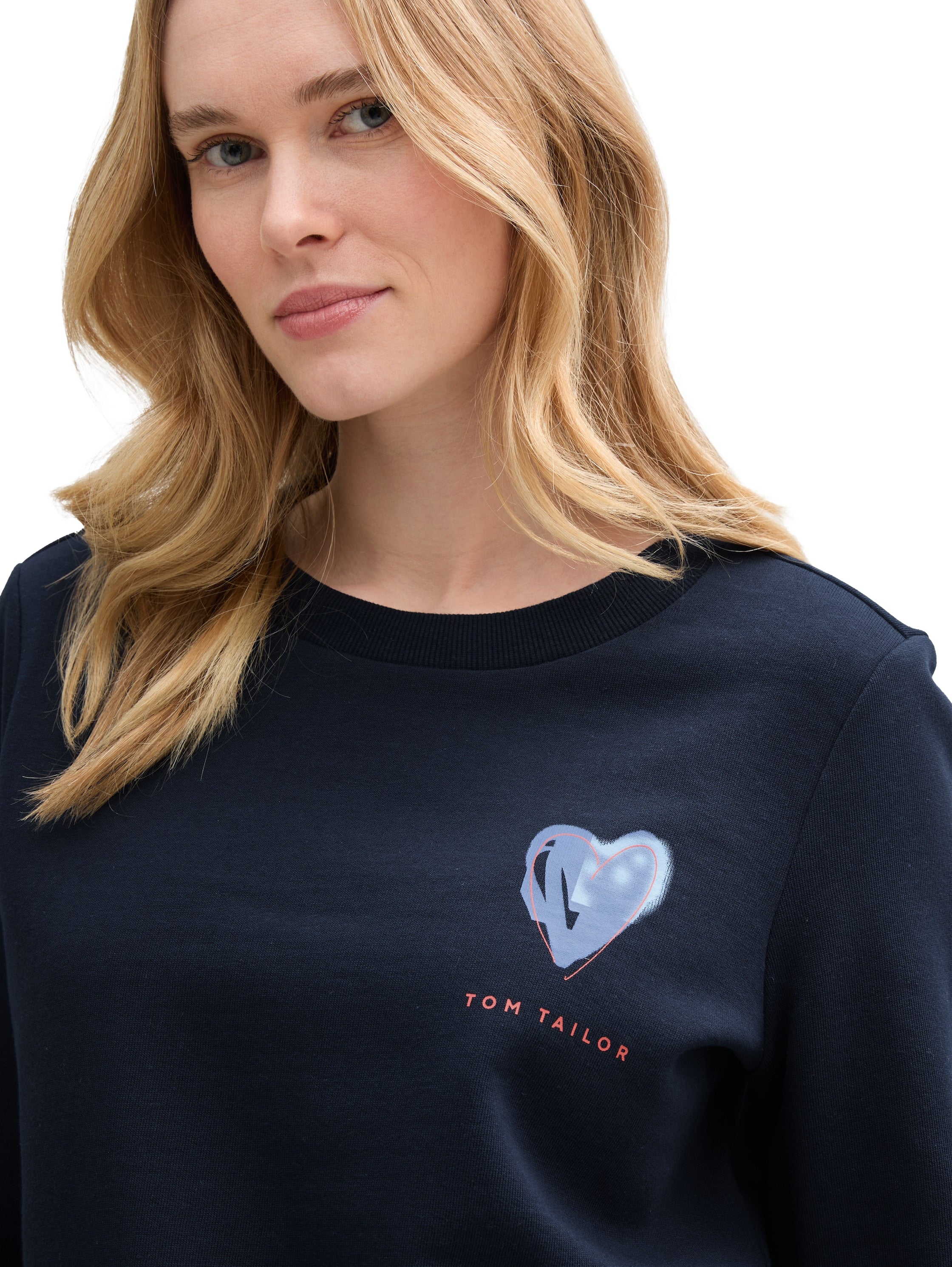 Tom Tailor Denim Sweatshirt Weiblich mit Print und Rippbündchen