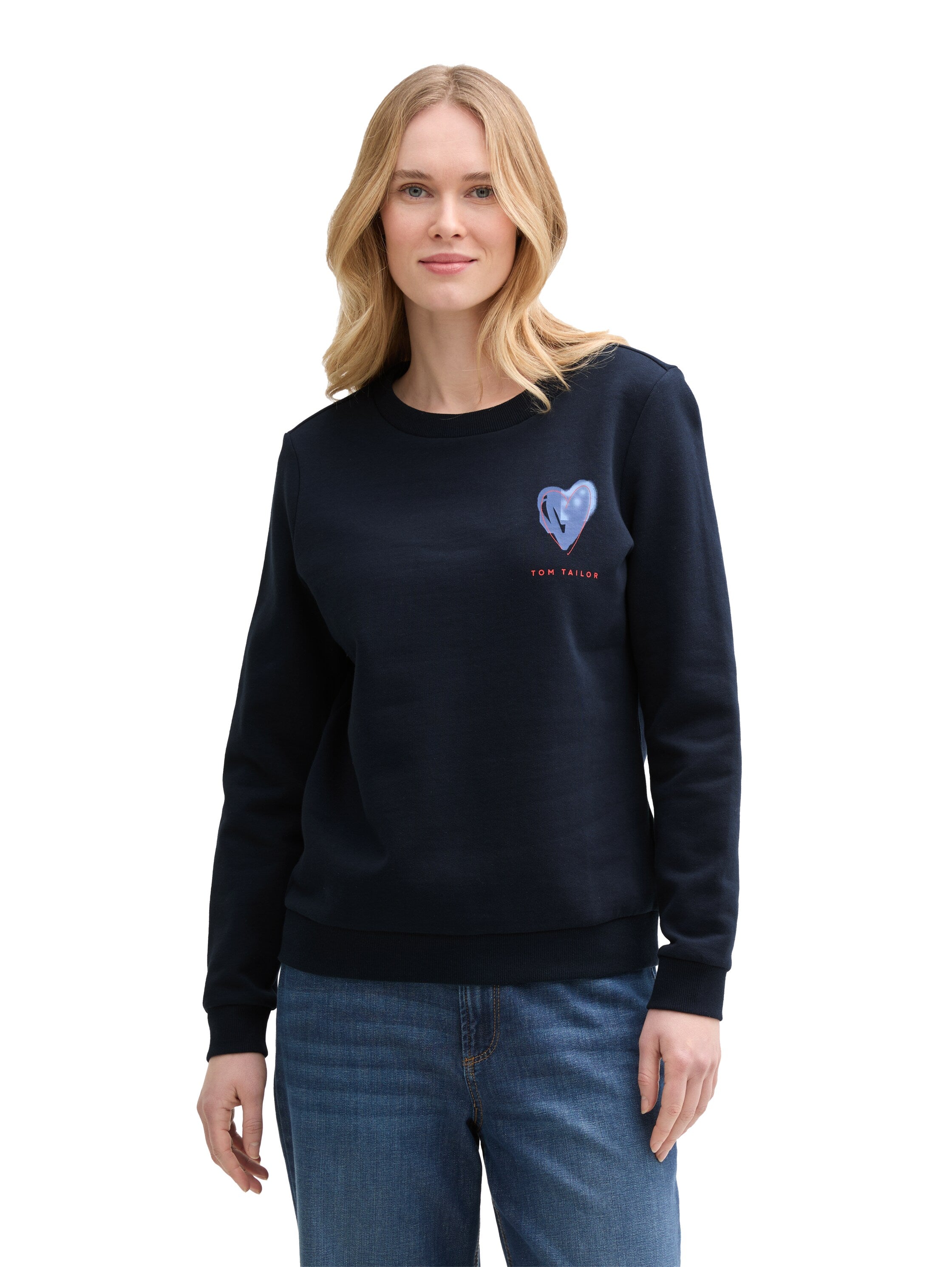 Tom Tailor Denim Sweatshirt Weiblich mit Print und Rippbündchen