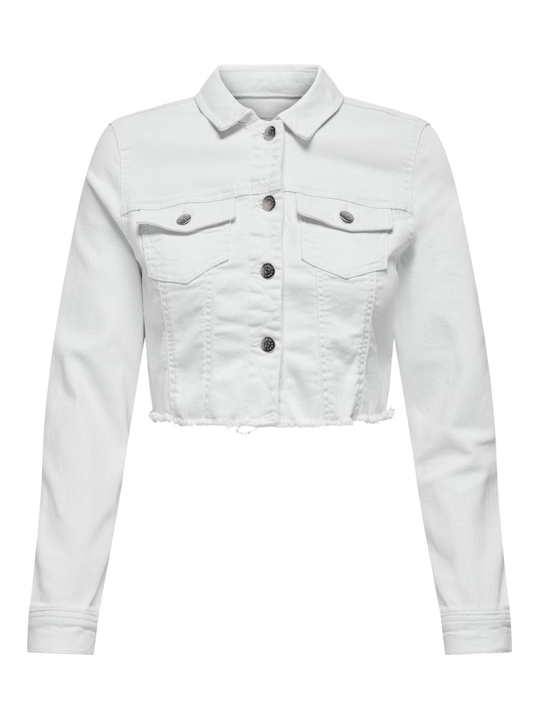 Bestseller Jeansjacke Damen Trendige Fly-Away Kragen Langarm Knopfleiste