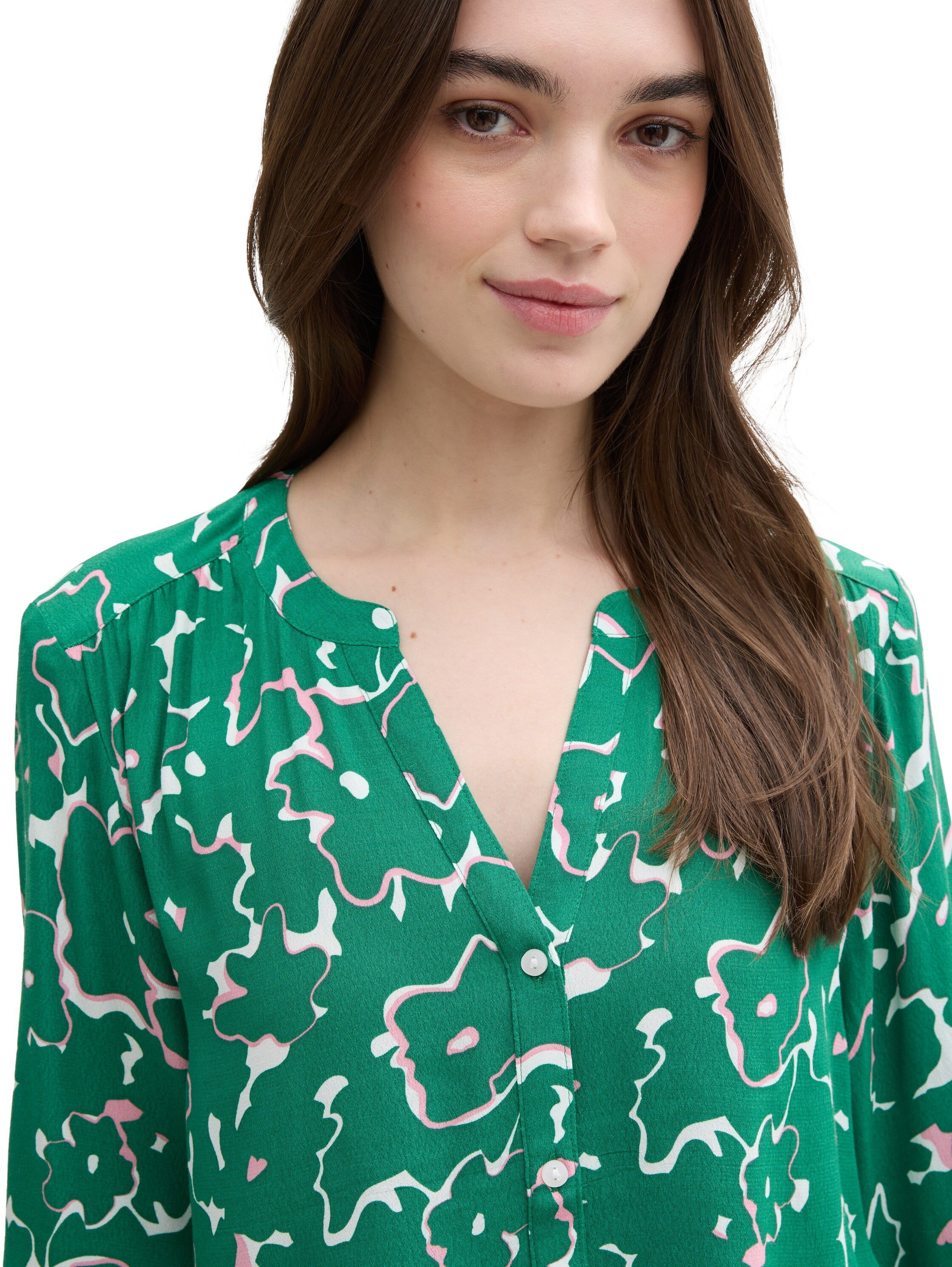 Tom Tailor Denim Bluse Damen Leichte Raffungen Ballonärmel Viskose