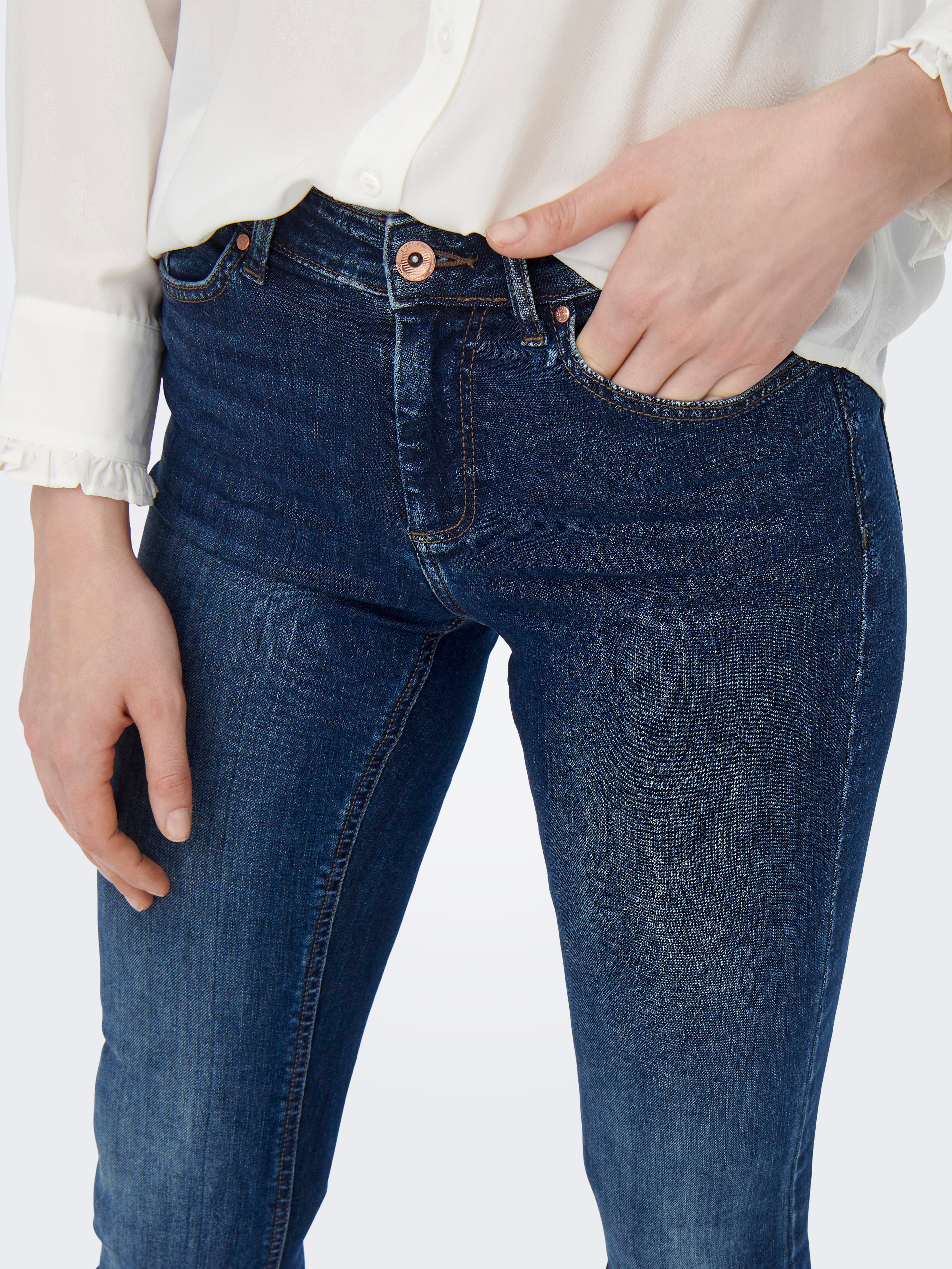 Bestseller Flared Fit Jeans Damen Schlaghose Mittlere Taille Gürtelschlaufen