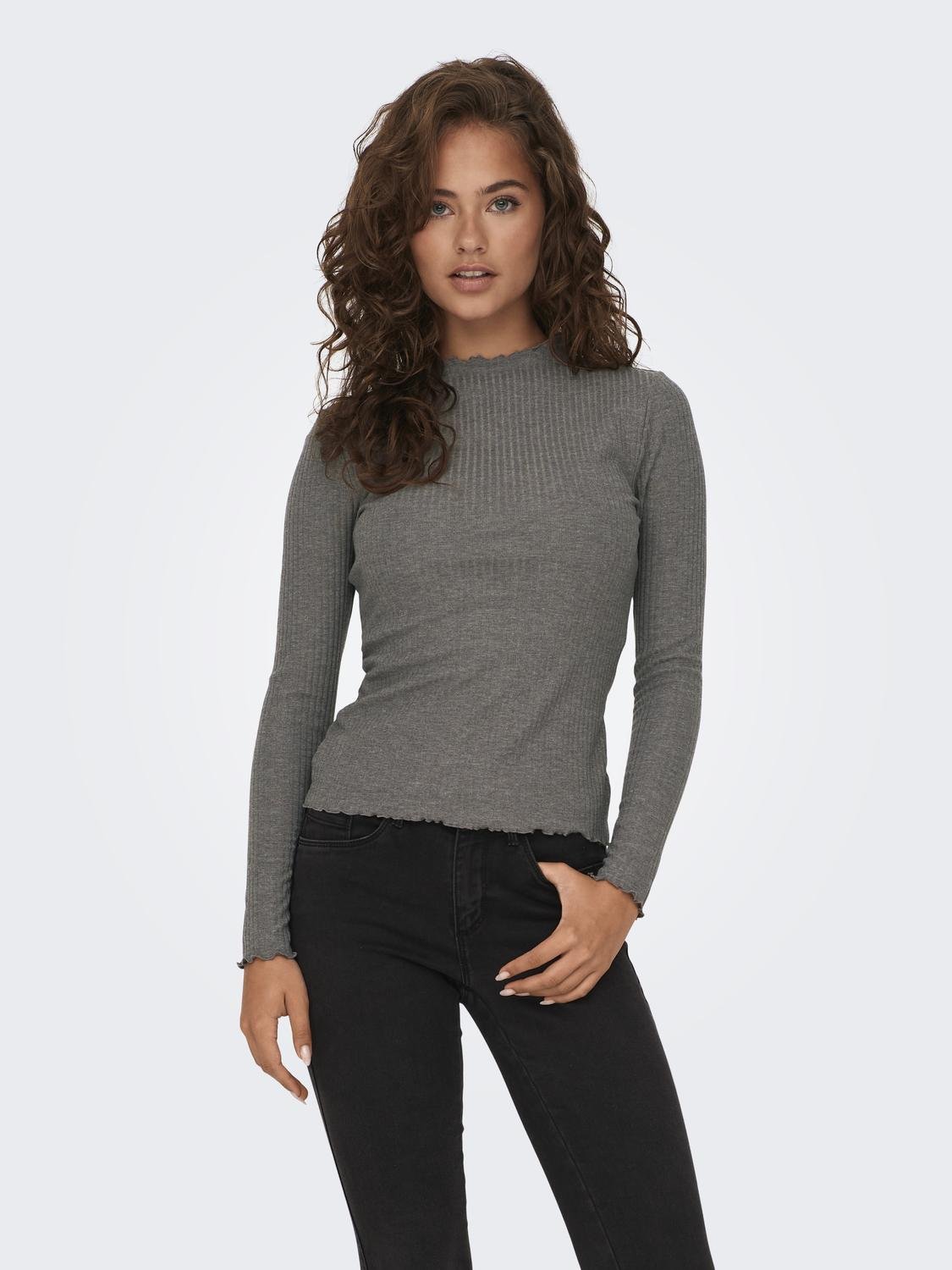 Bestseller Langarm Top Damen Schwarz