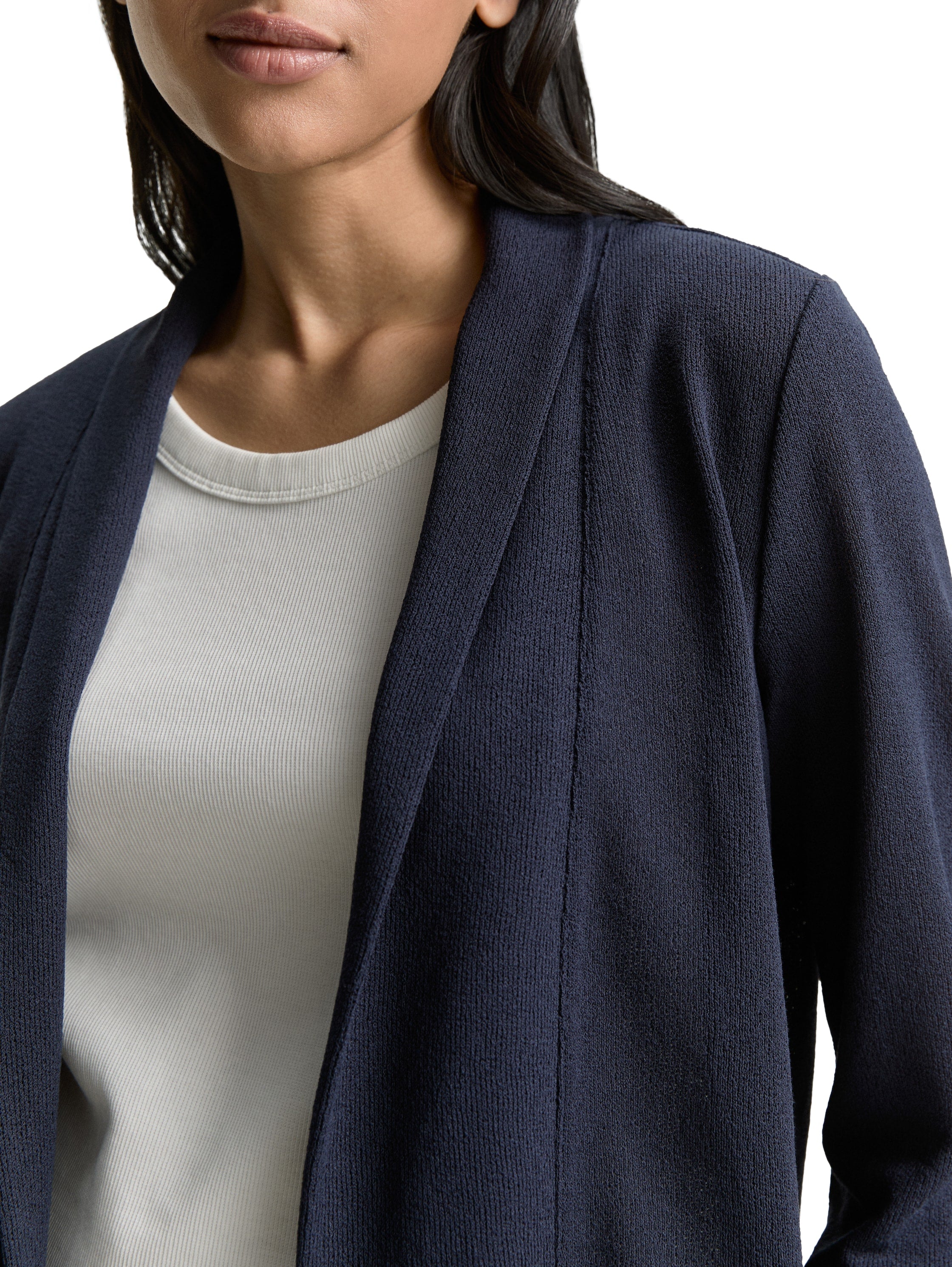 Tom Tailor Denim Damen Cardigan 3/4-Arm Schalkragen Single-Jersey