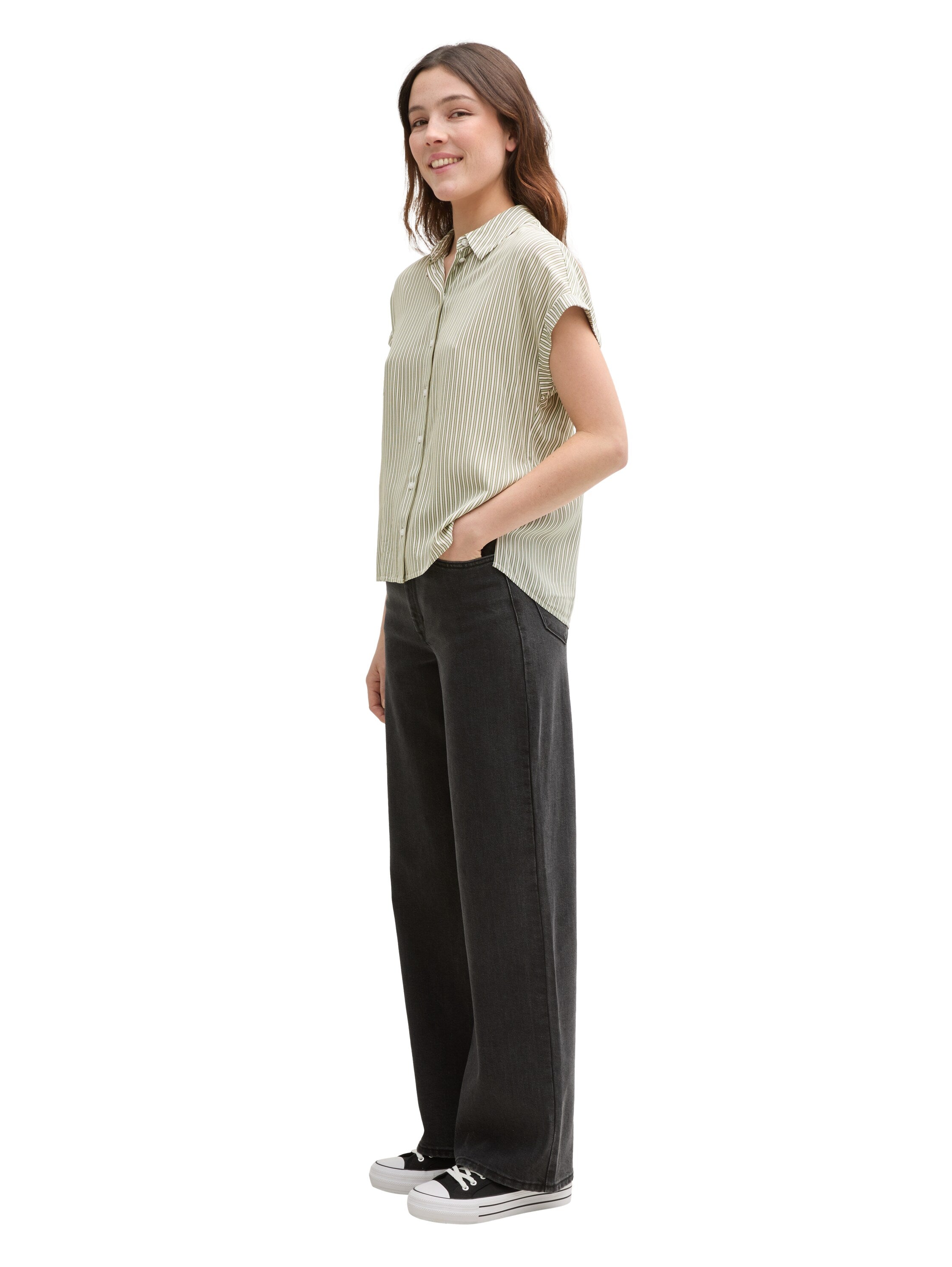 Tom Tailor Denim Bluse Damen aus Viskose mit Seitenschlitzen