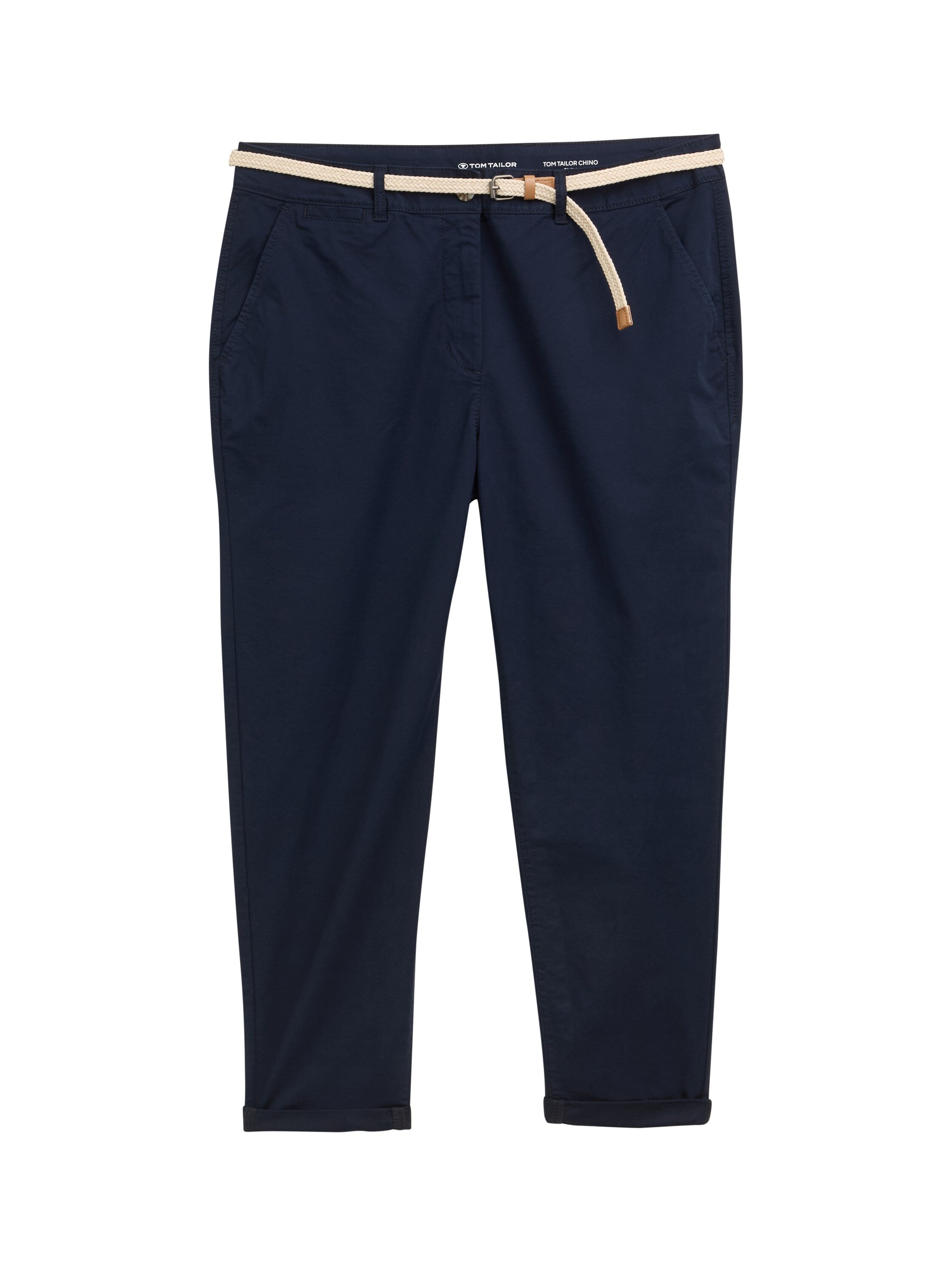 Tom Tailor Denim Damen Chinohose mit Gürtel Stretch sky captain blue
