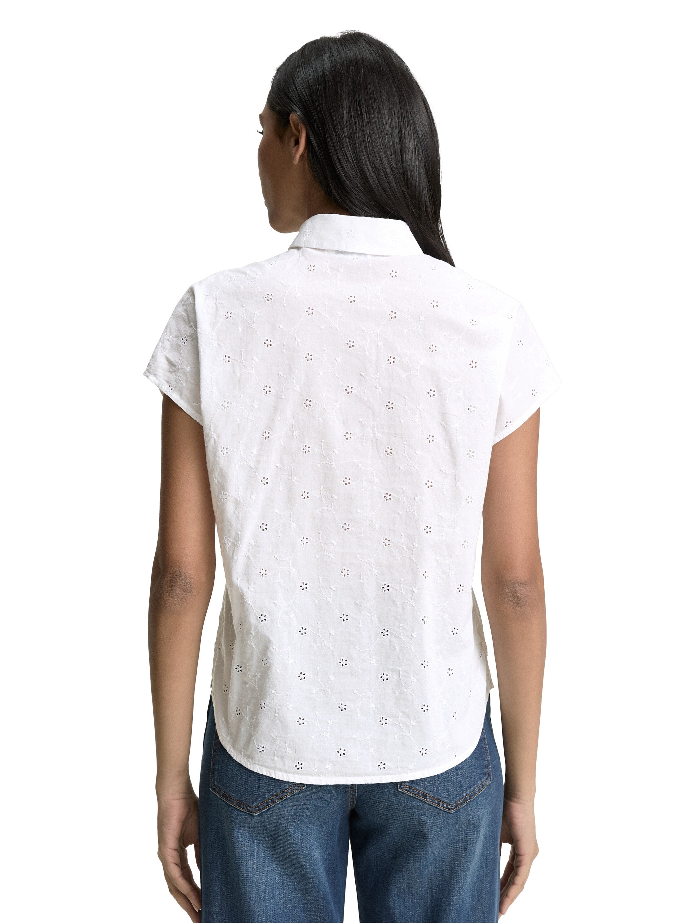 Tom Tailor Denim Bluse aus Baumwolle mit floralen Stickereien für Erwachsene