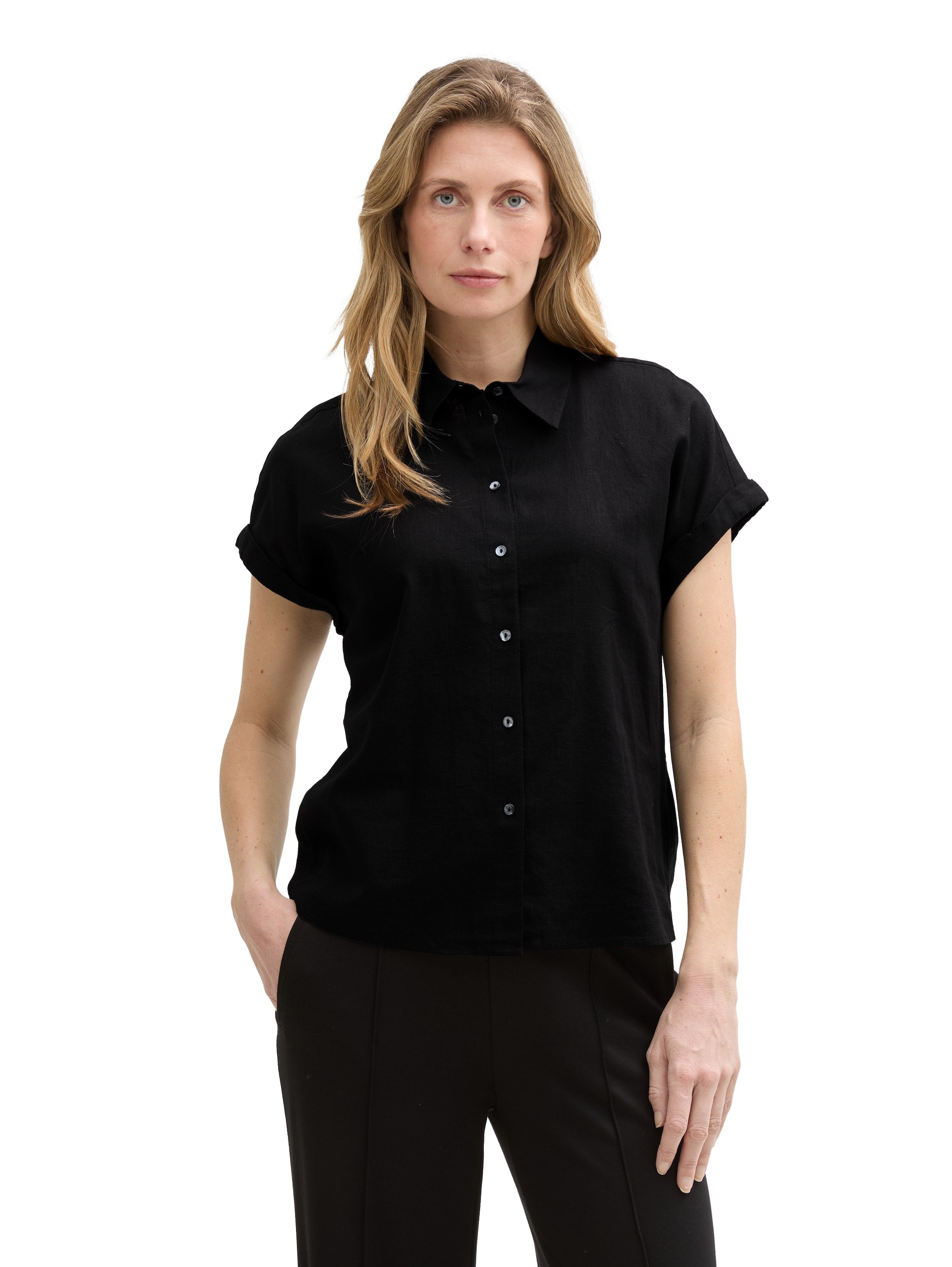 Tom Tailor Denim Loose Fit Leinenbluse Damen Leicht und Kühl