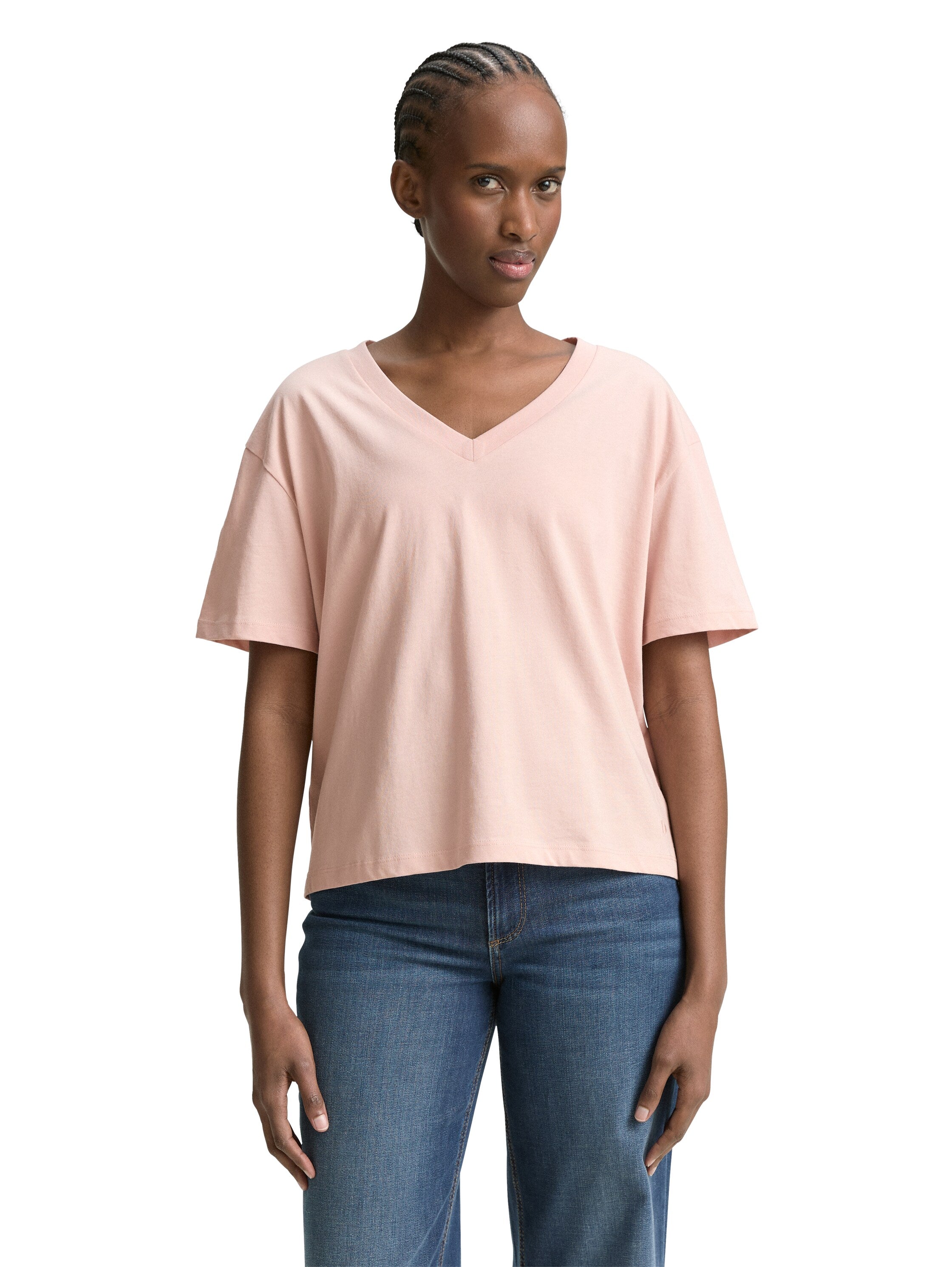 Tom Tailor Denim T-Shirt für Damen mit überschnittener Schulternaht