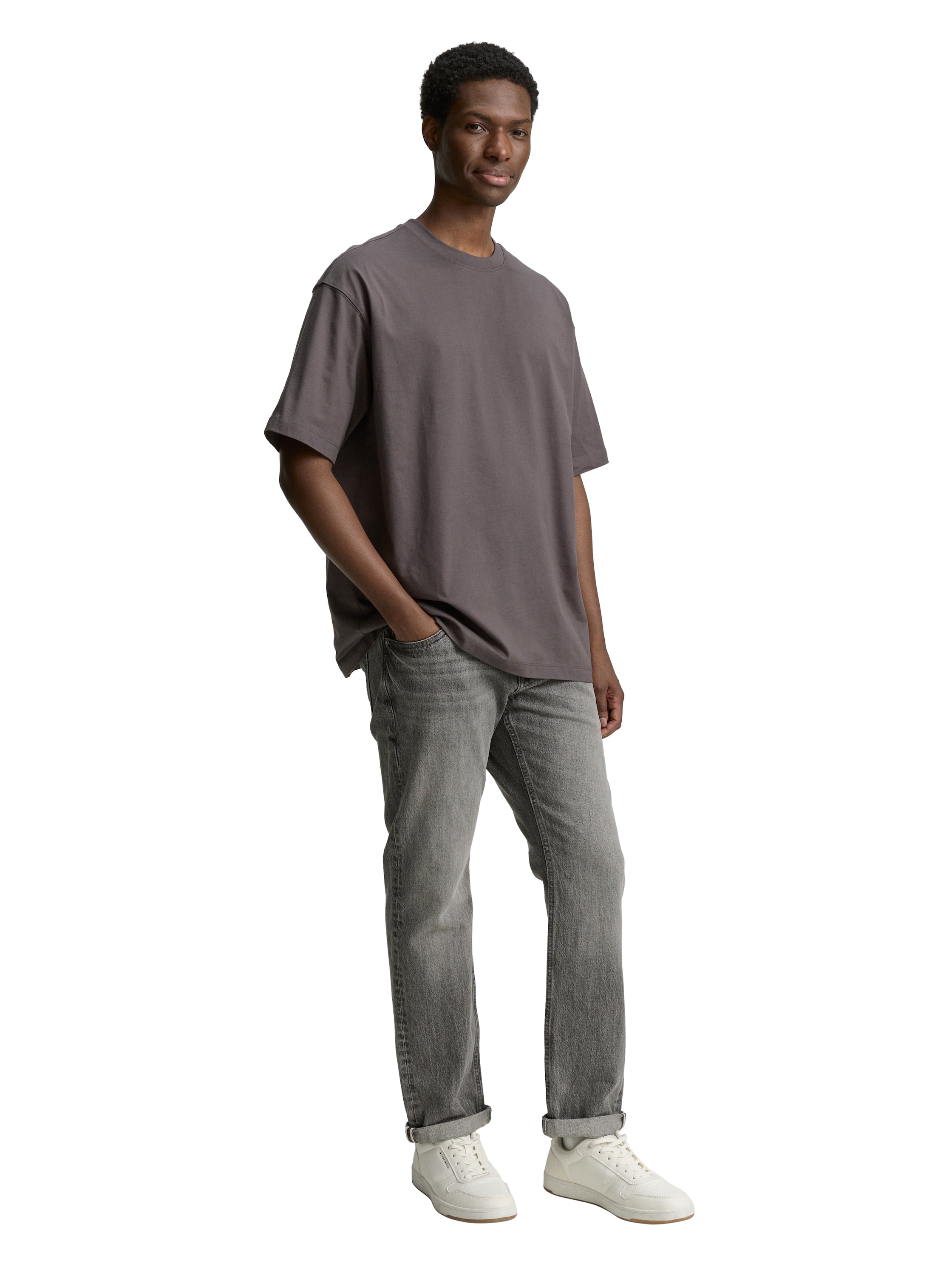 Tom Tailor Denim T-Shirt Herren Weit geschnitten mit Schriftzug