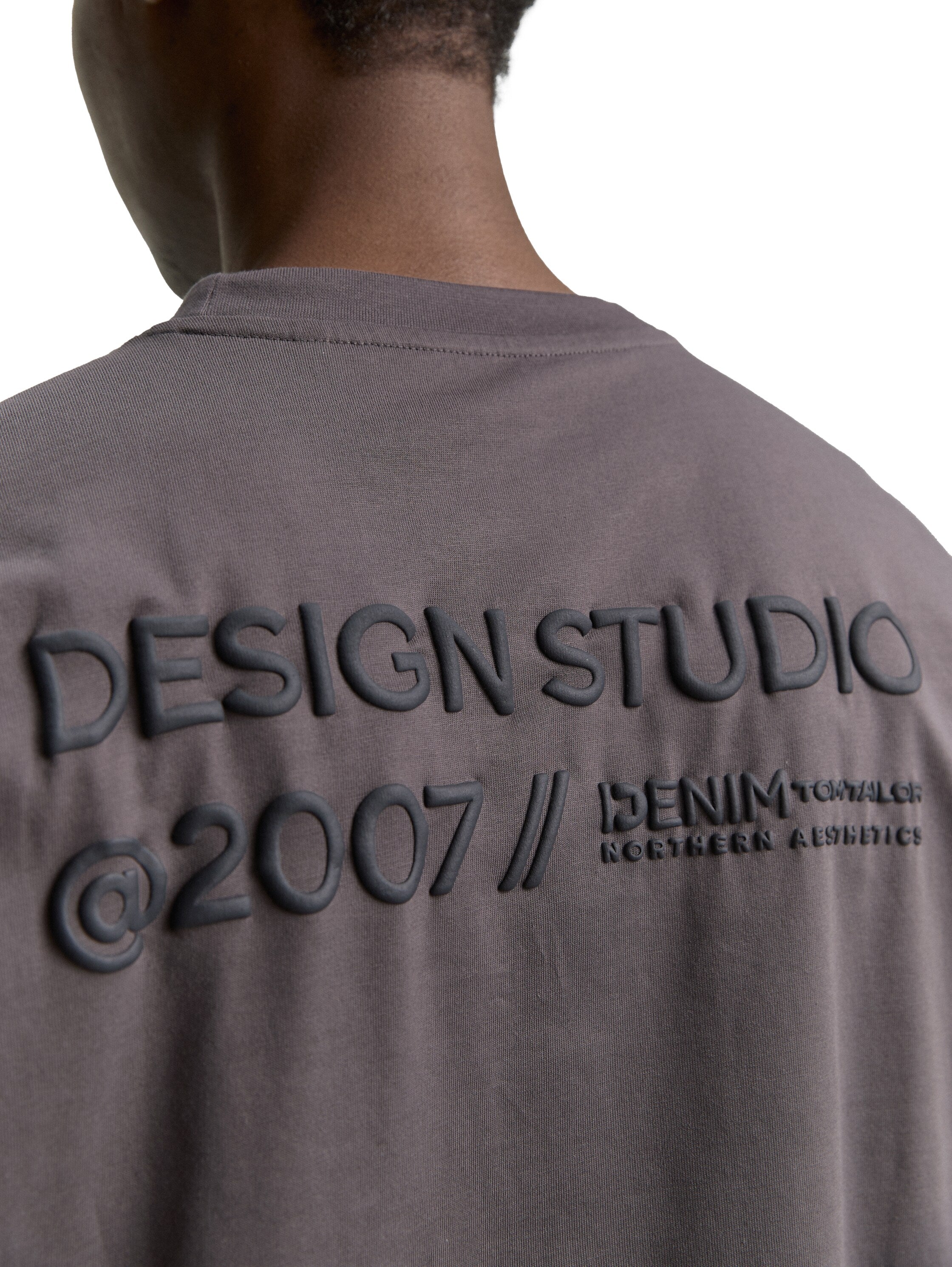 Tom Tailor Denim T-Shirt Herren Weit geschnitten mit Schriftzug