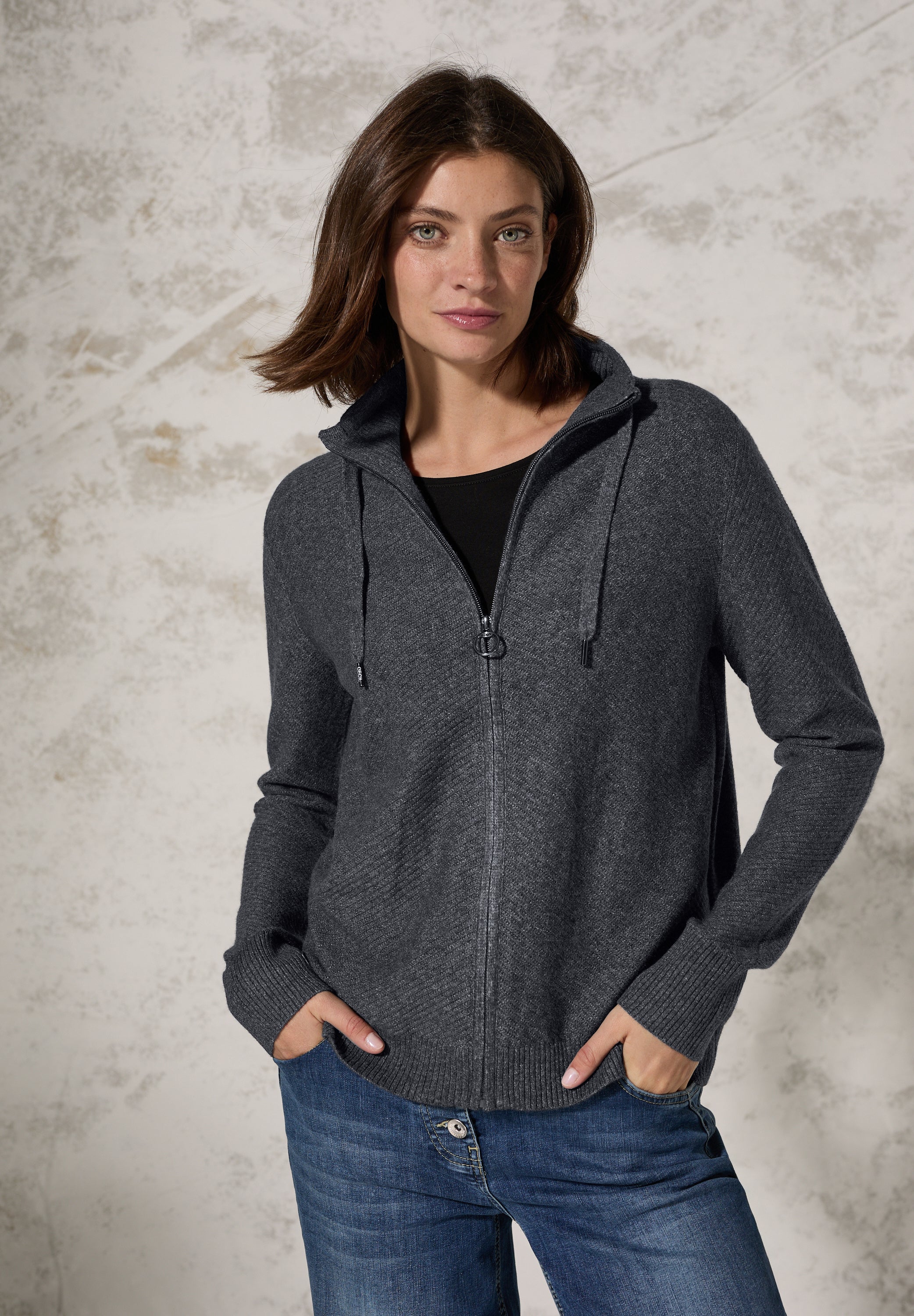 CECIL Struktur-Cardigan Damen Grau
