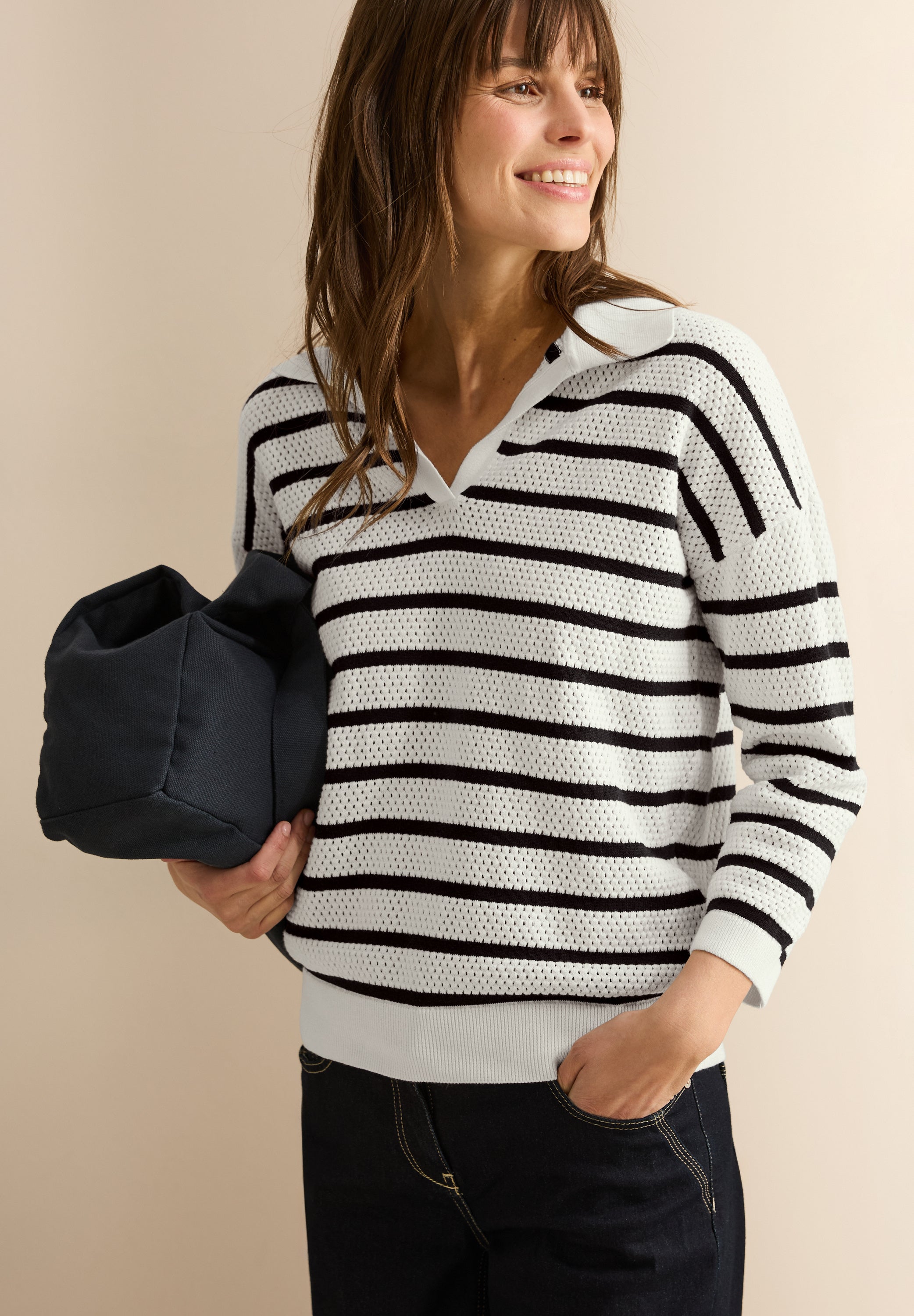 CECIL Feinstrickpullover 3/4-Arm Damen Baumwolle