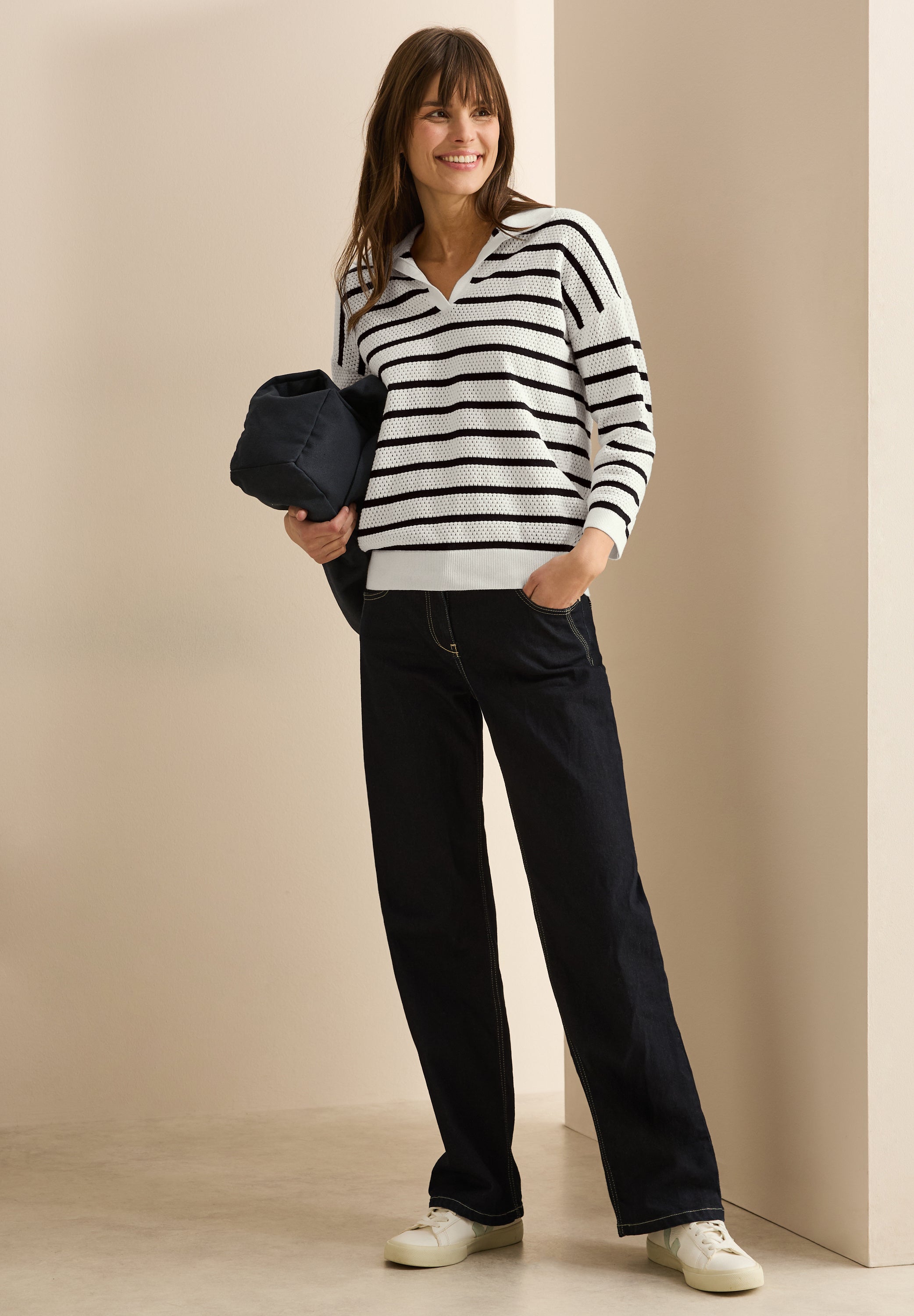 CECIL Feinstrickpullover 3/4-Arm Damen Baumwolle