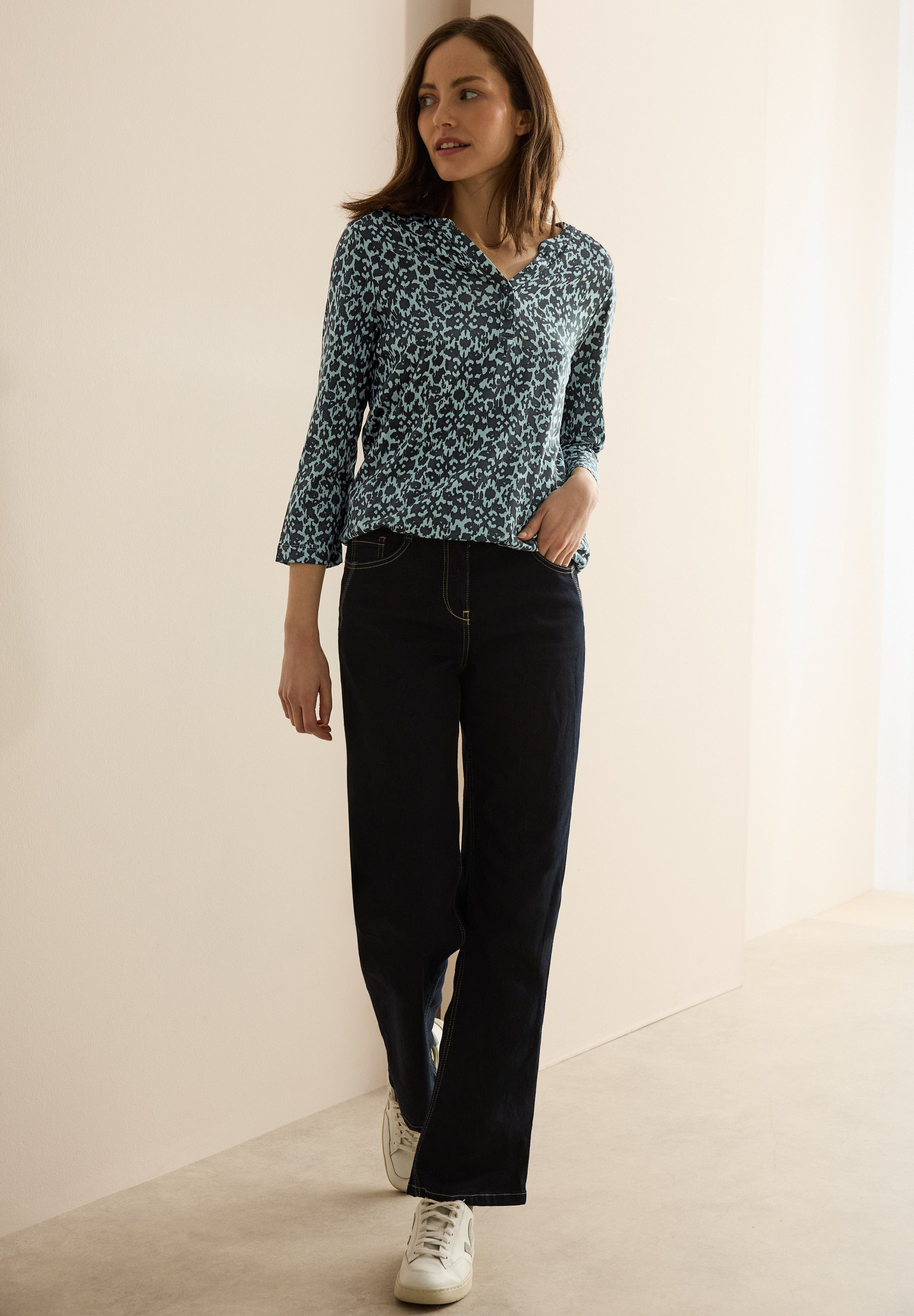 CECIL Tunika-Shirt Damen Minimal Print 3/4-Arm