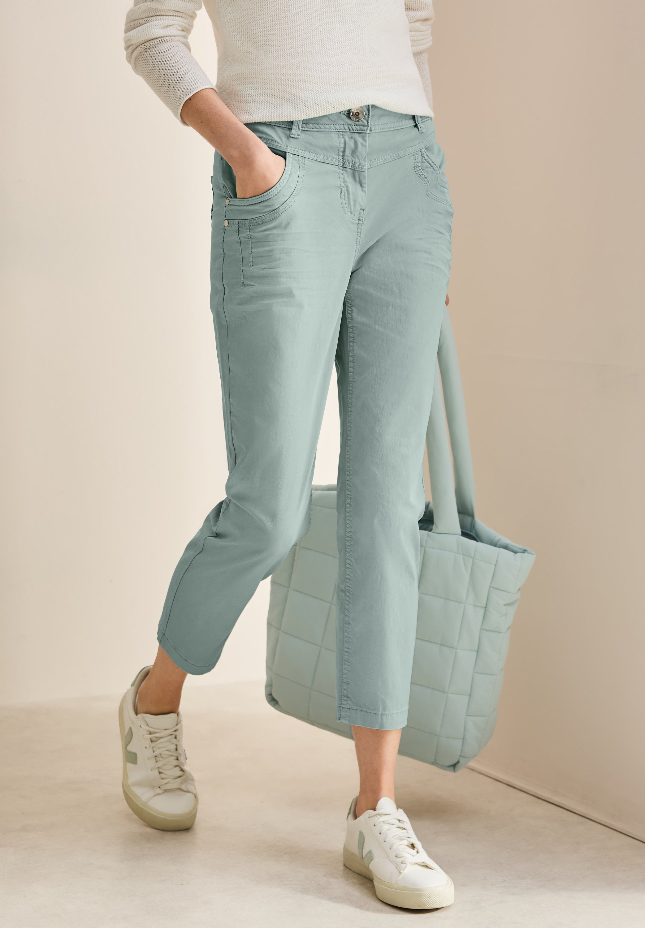 CECIL Casual Fit Hose Damen Slim Legs Mid Waist Washed Optik