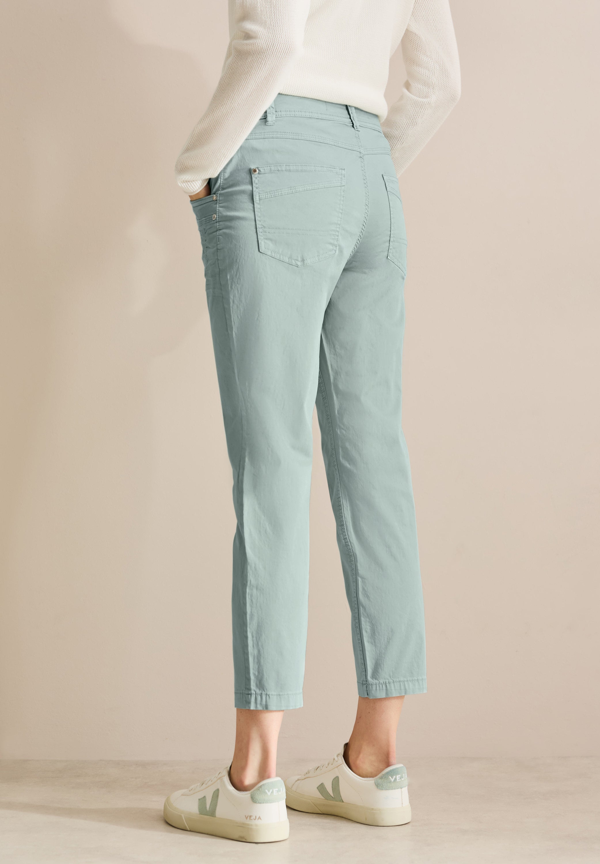 CECIL Casual Fit Hose Damen Slim Legs Mid Waist Washed Optik