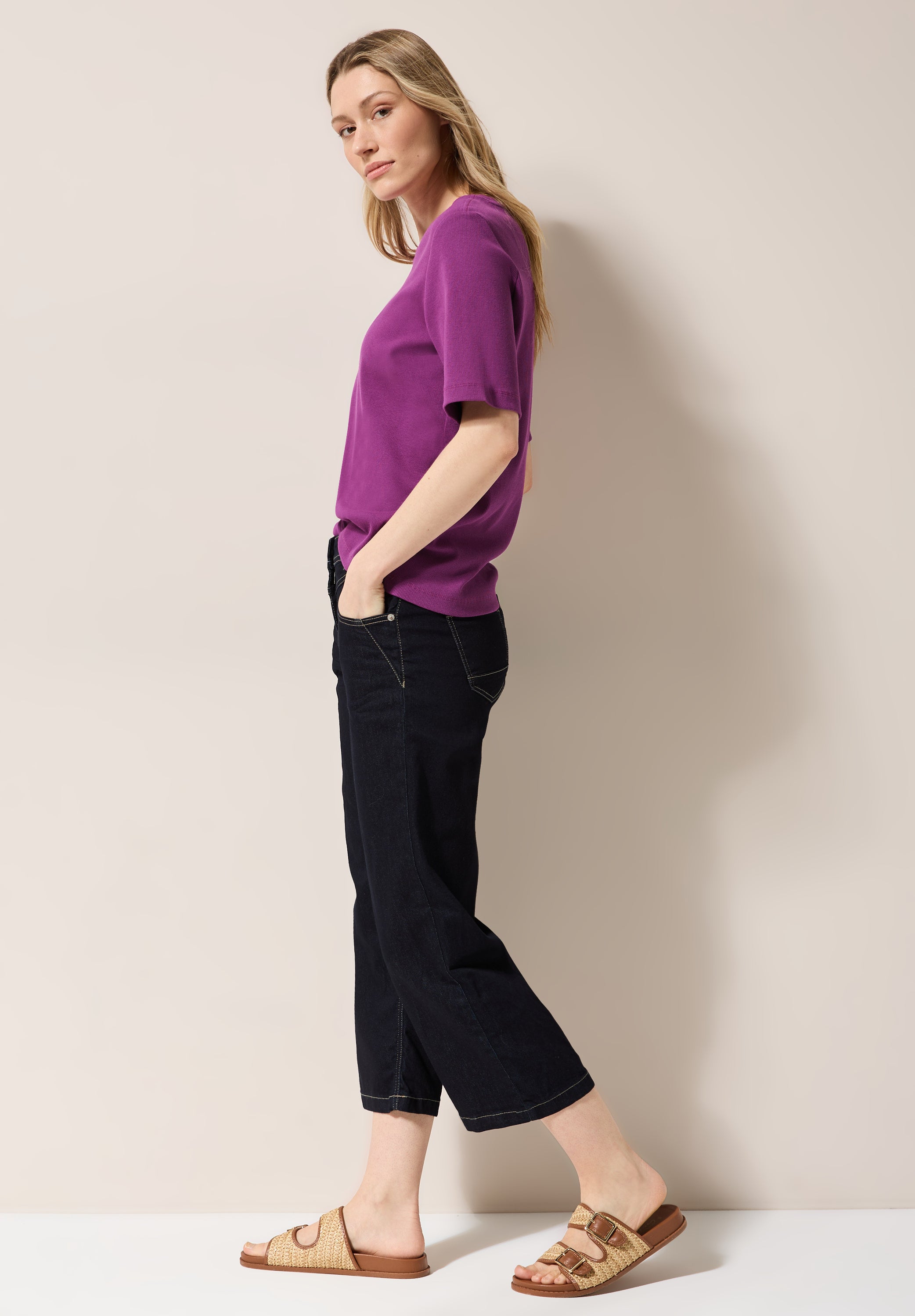 CECIL Basic T-Shirt Damen Körpernaher Schnitt
