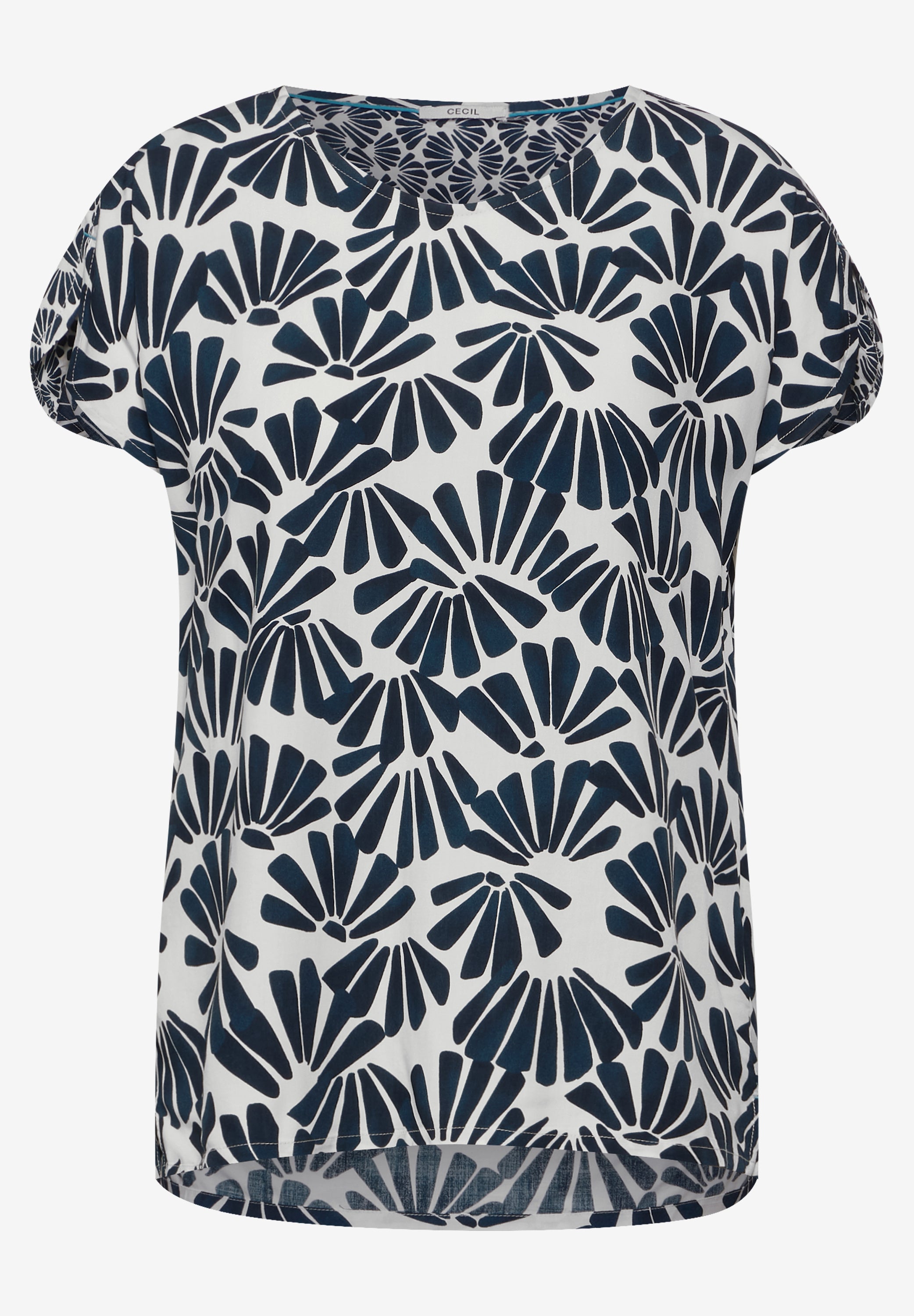 CECIL Printmix Bluse Damen Sommer luftig V-Ausschnitt Schulter-Schlitz