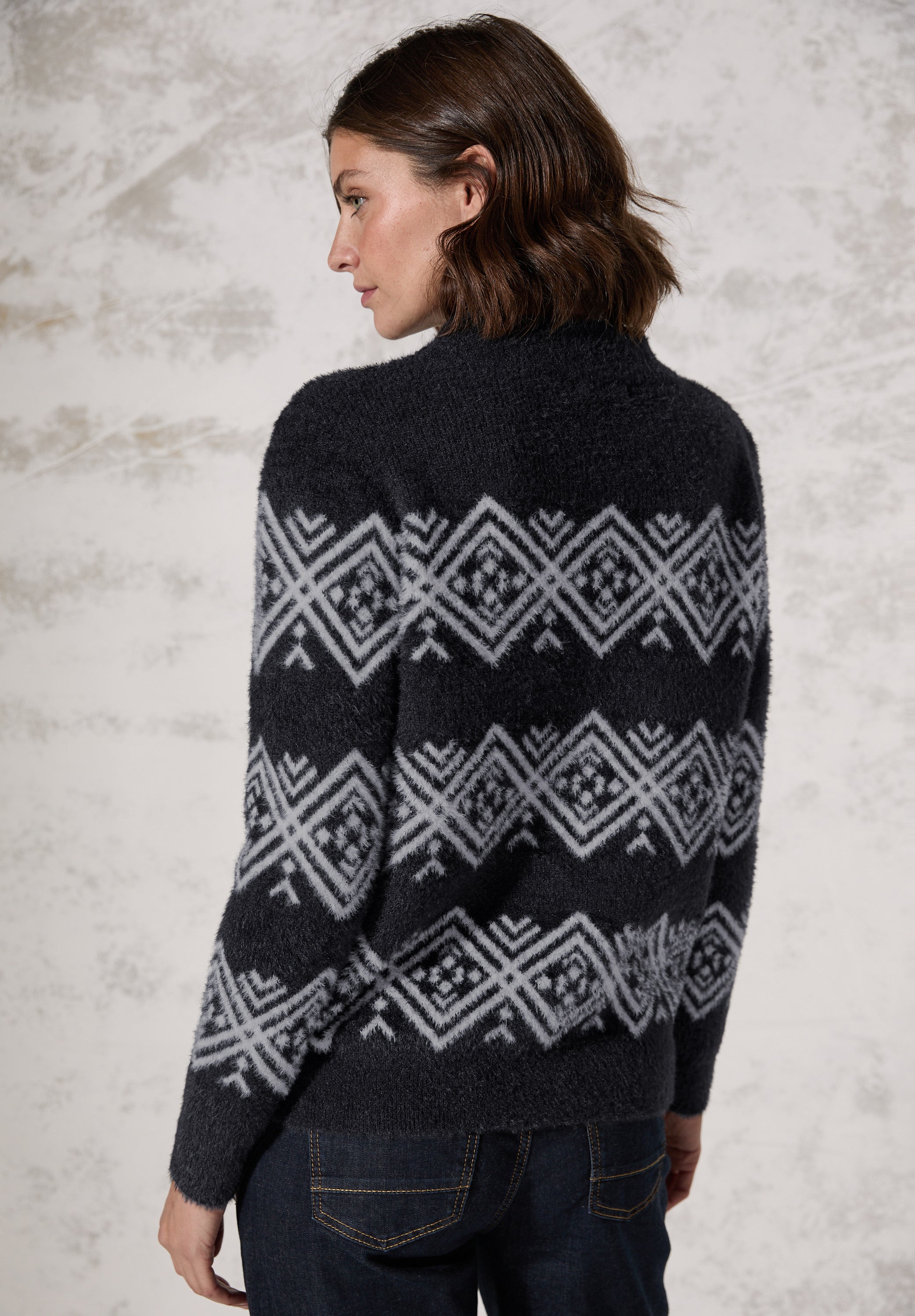 CECIL Federgarn-Pullover Damen deep charcoal grey