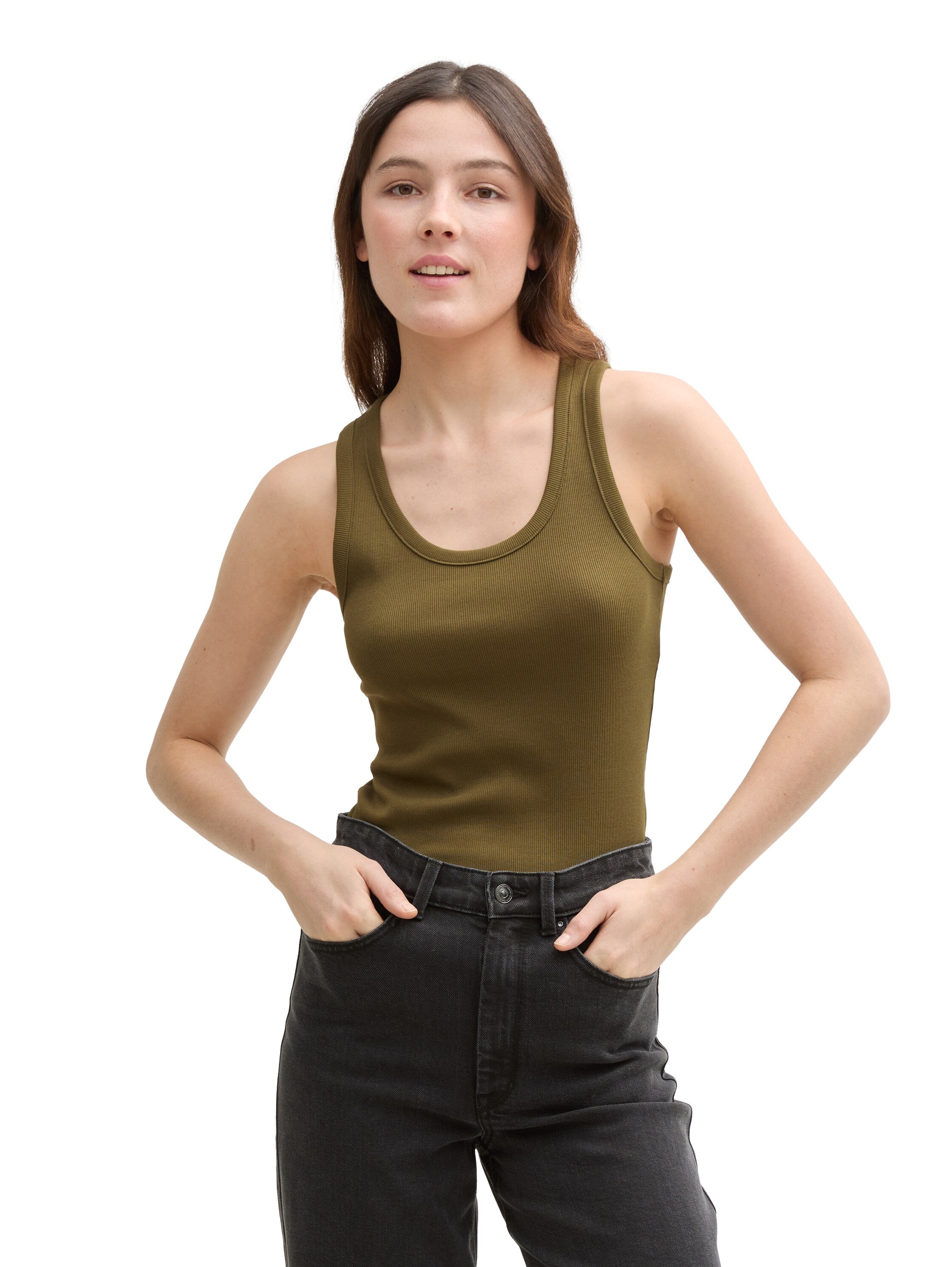 Tom Tailor Denim Eng anliegendes Ripp-Top Damen Stretch