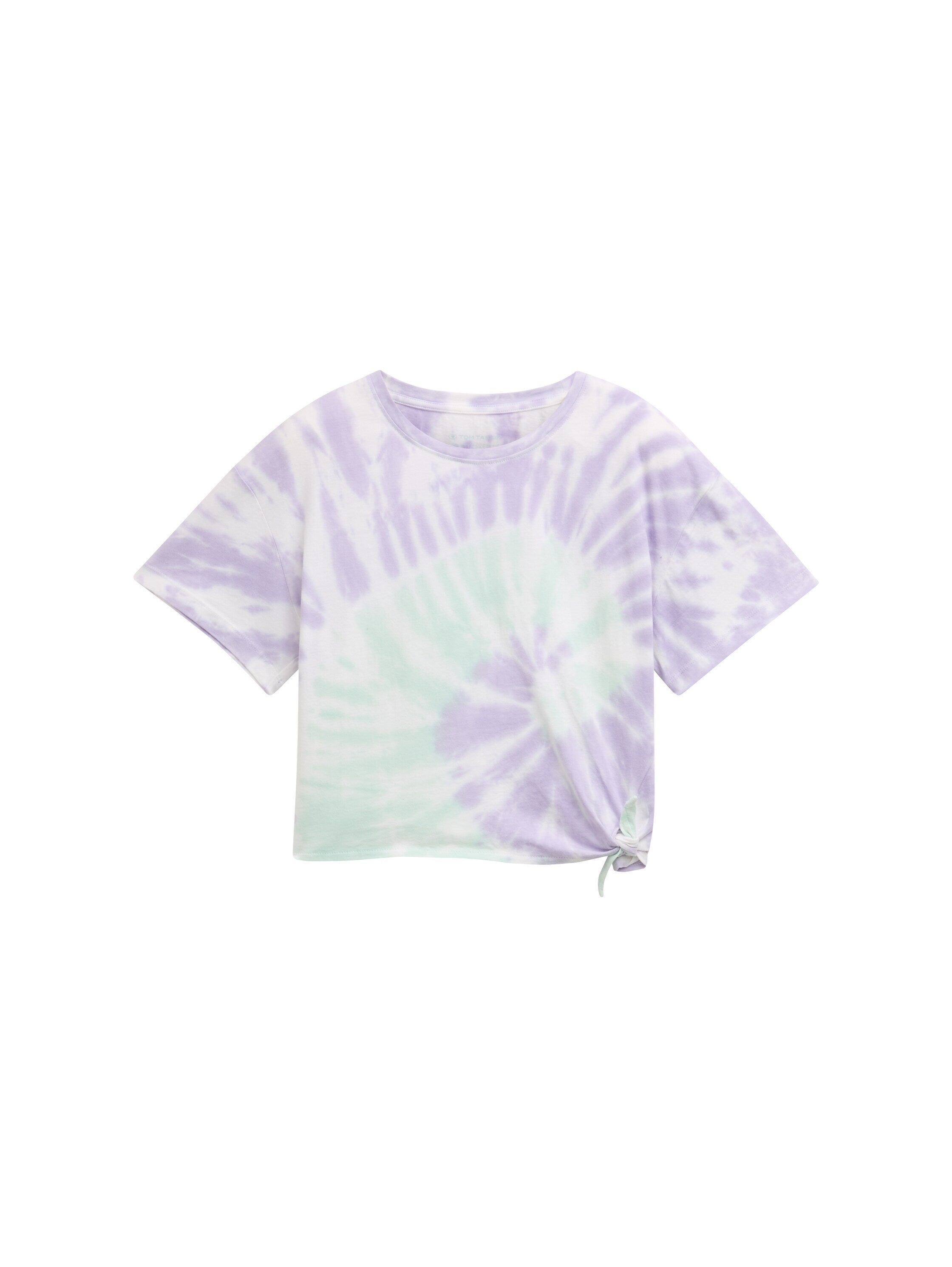 Tom Tailor Cropped T-Shirt Kinder Weiblich lilac mint Batik-Muster