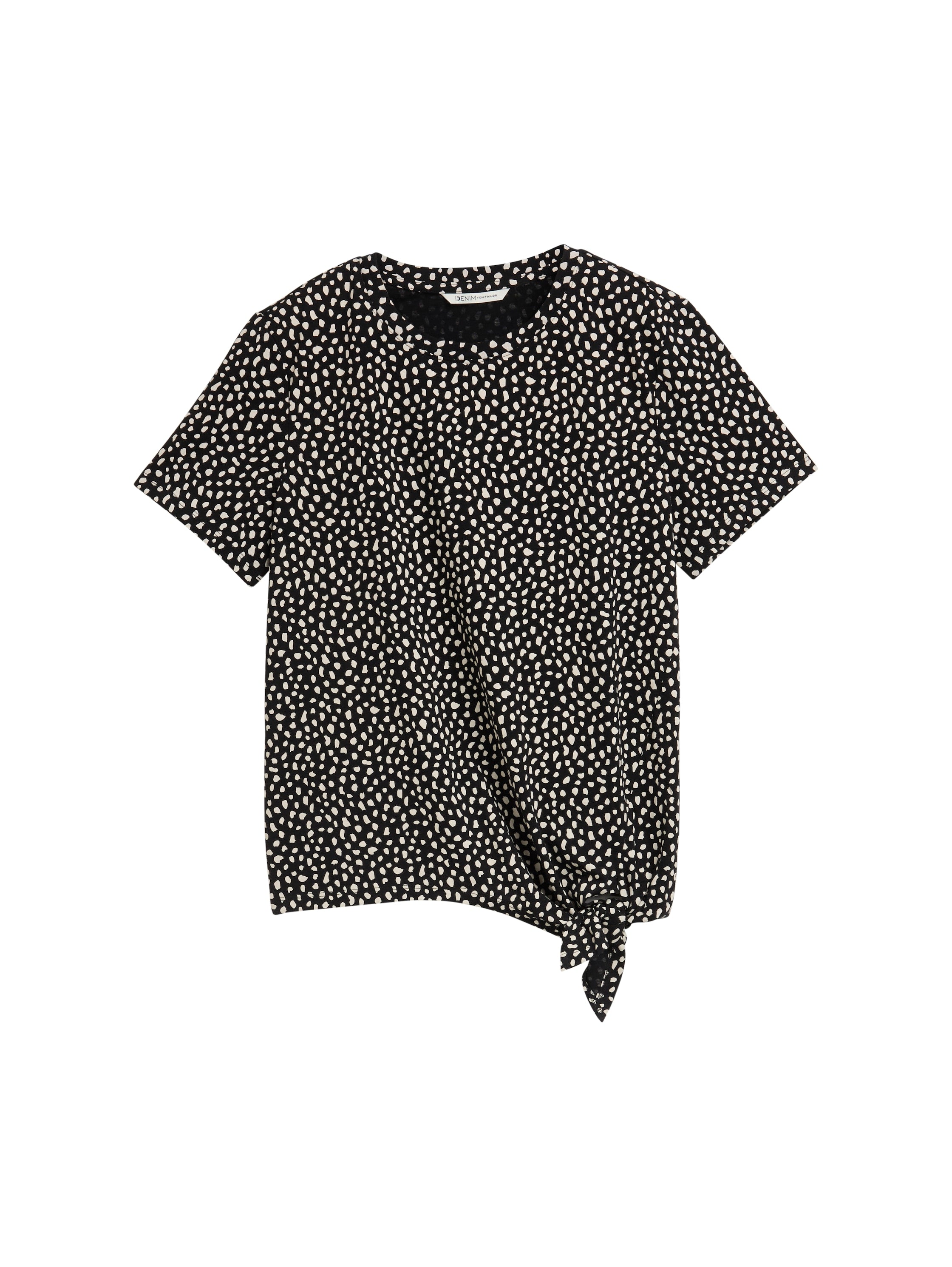 Tom Tailor Denim T-Shirt Damen mit Knotendetail aus Bio-Baumwolle