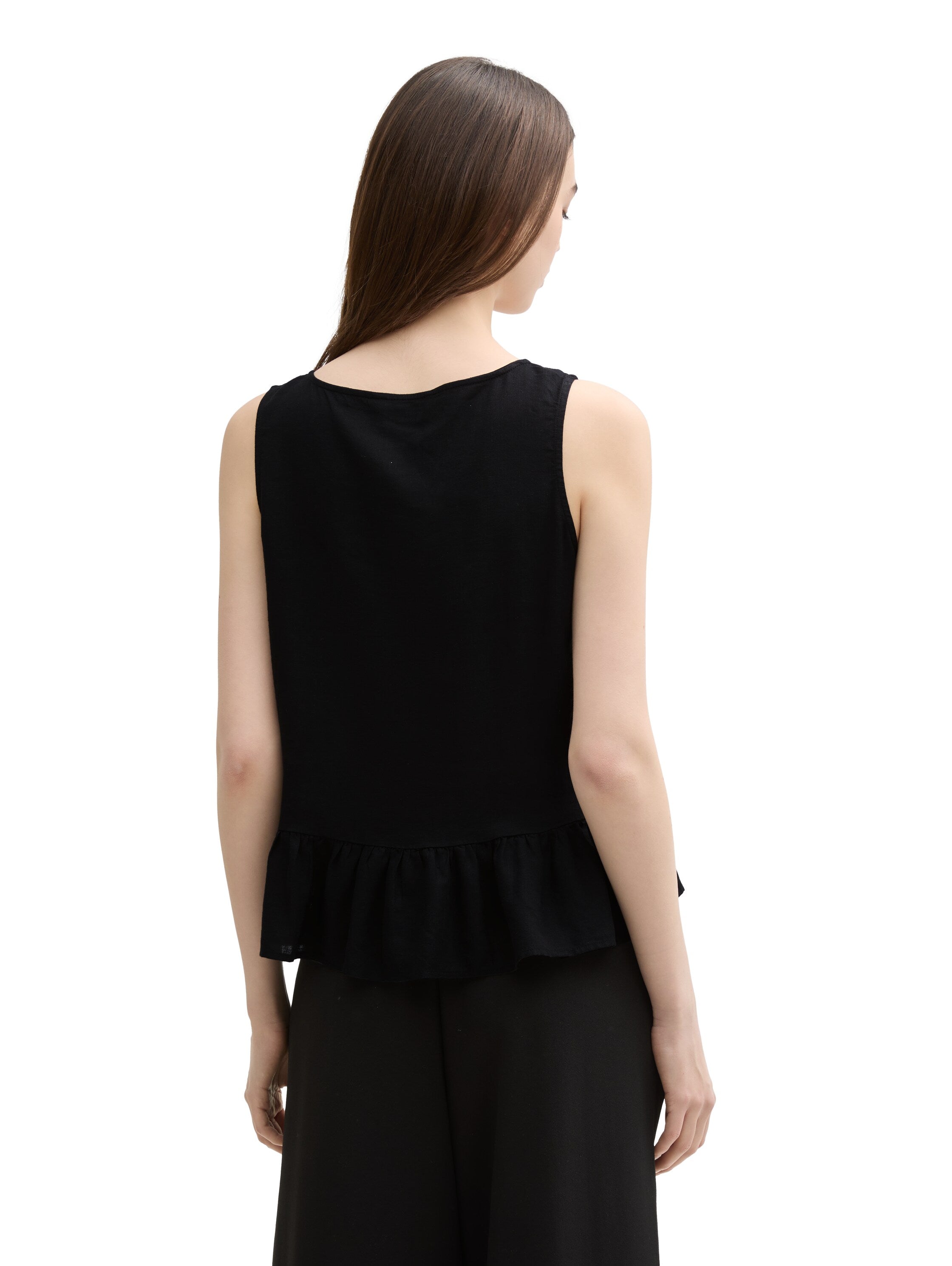 Tom Tailor Denim Bluse Ärmellos Leinen Weiblich Leicht und Kühl