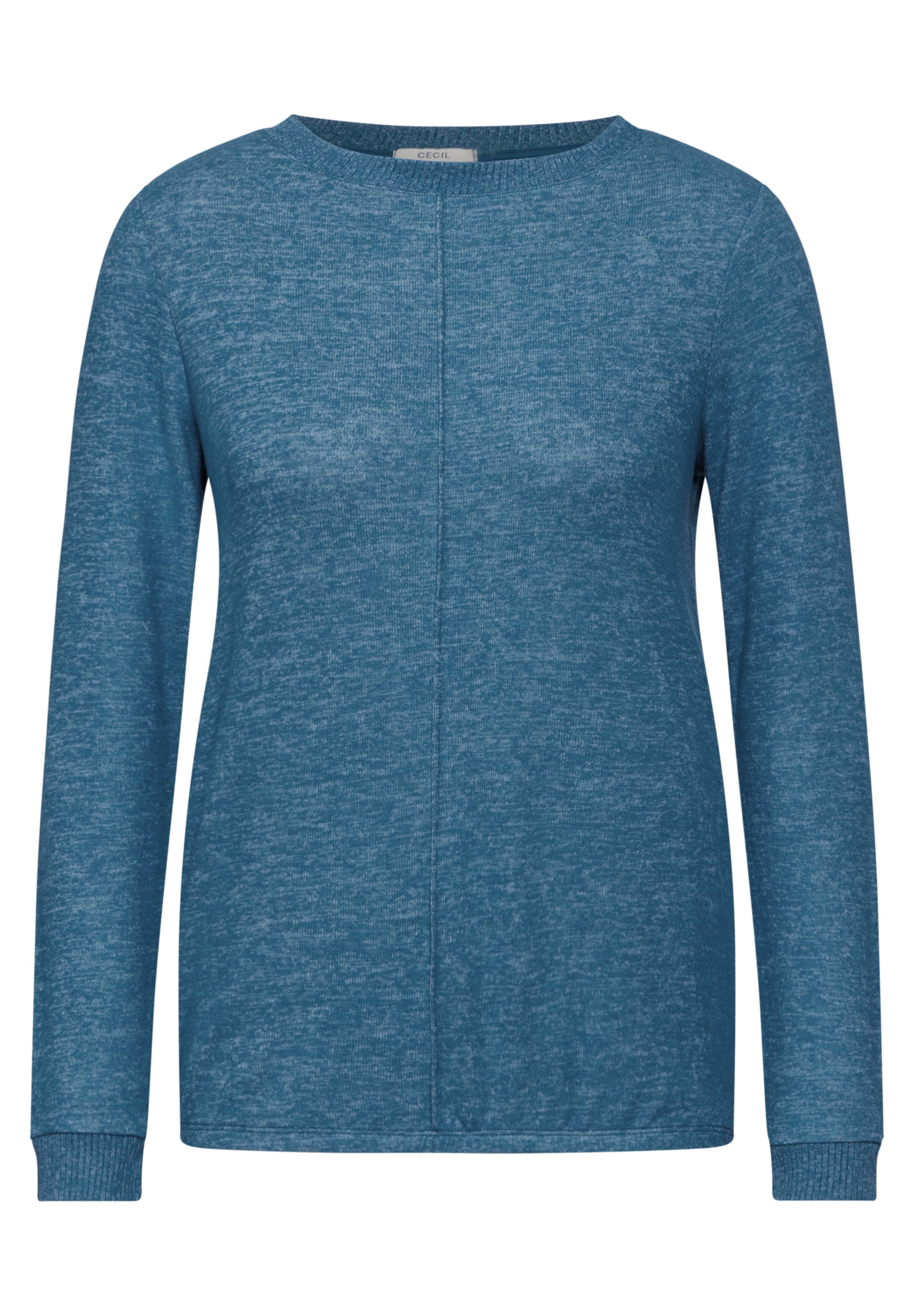 CECIL Langarmshirt Damen Melange Rundhalsausschnitt Elastischer Saum <br>