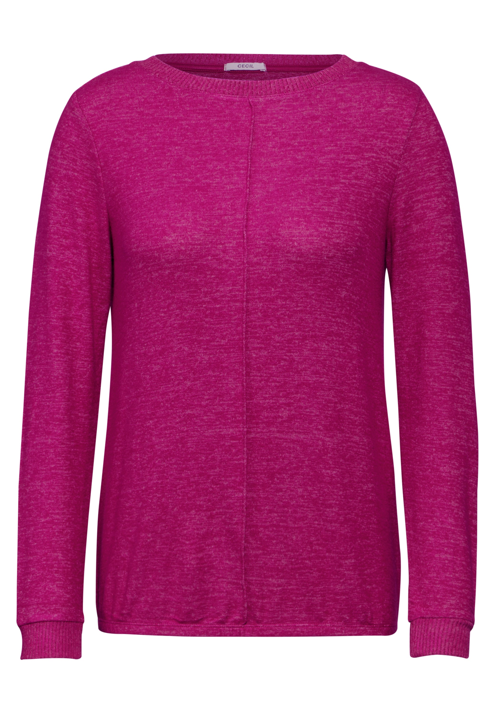 CECIL Langarmshirt Damen Melange Rundhalsausschnitt Elastischer Saum <br>