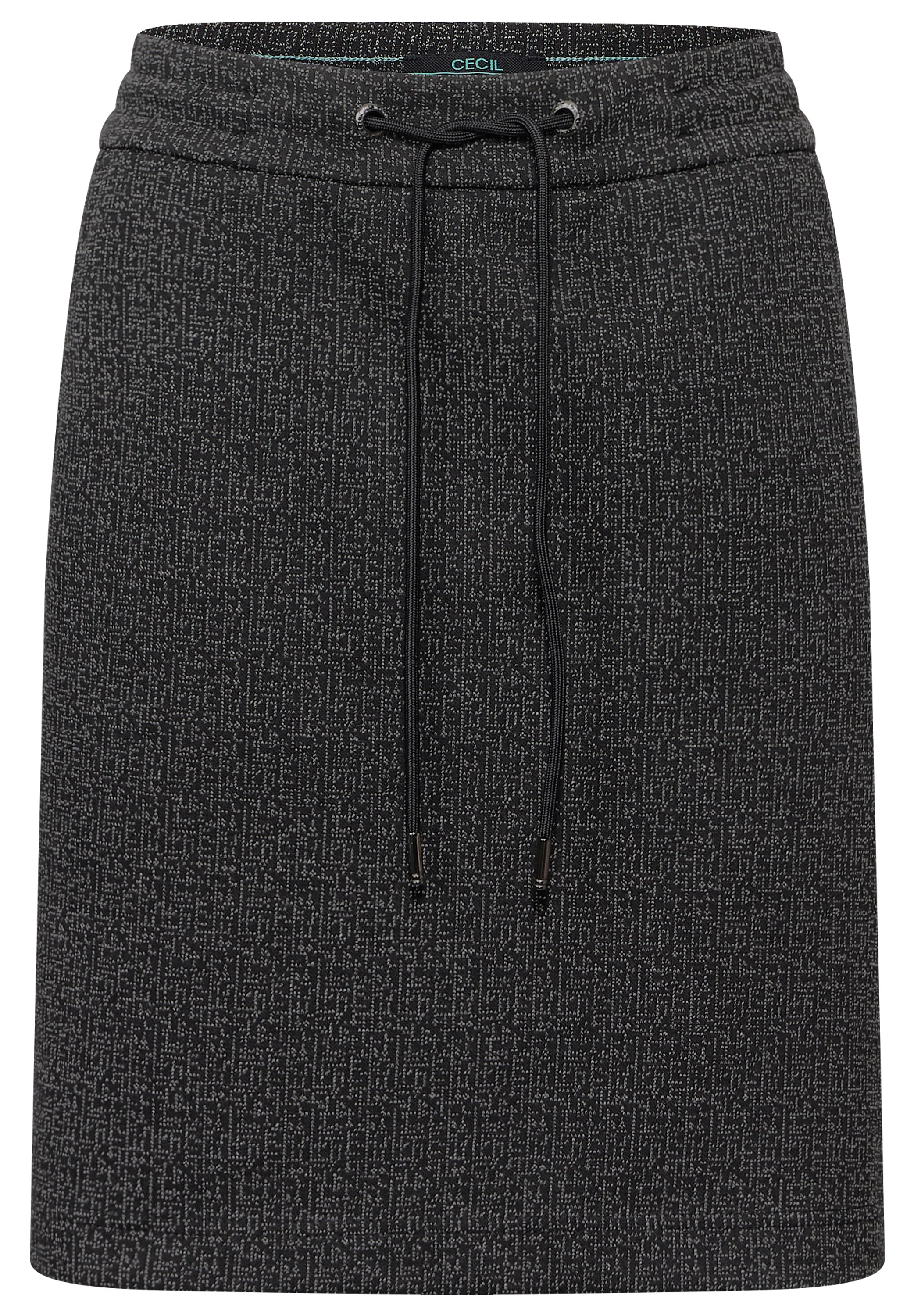 CECIL Knielanger Rock Damen Schwarz Stretch Materialmix