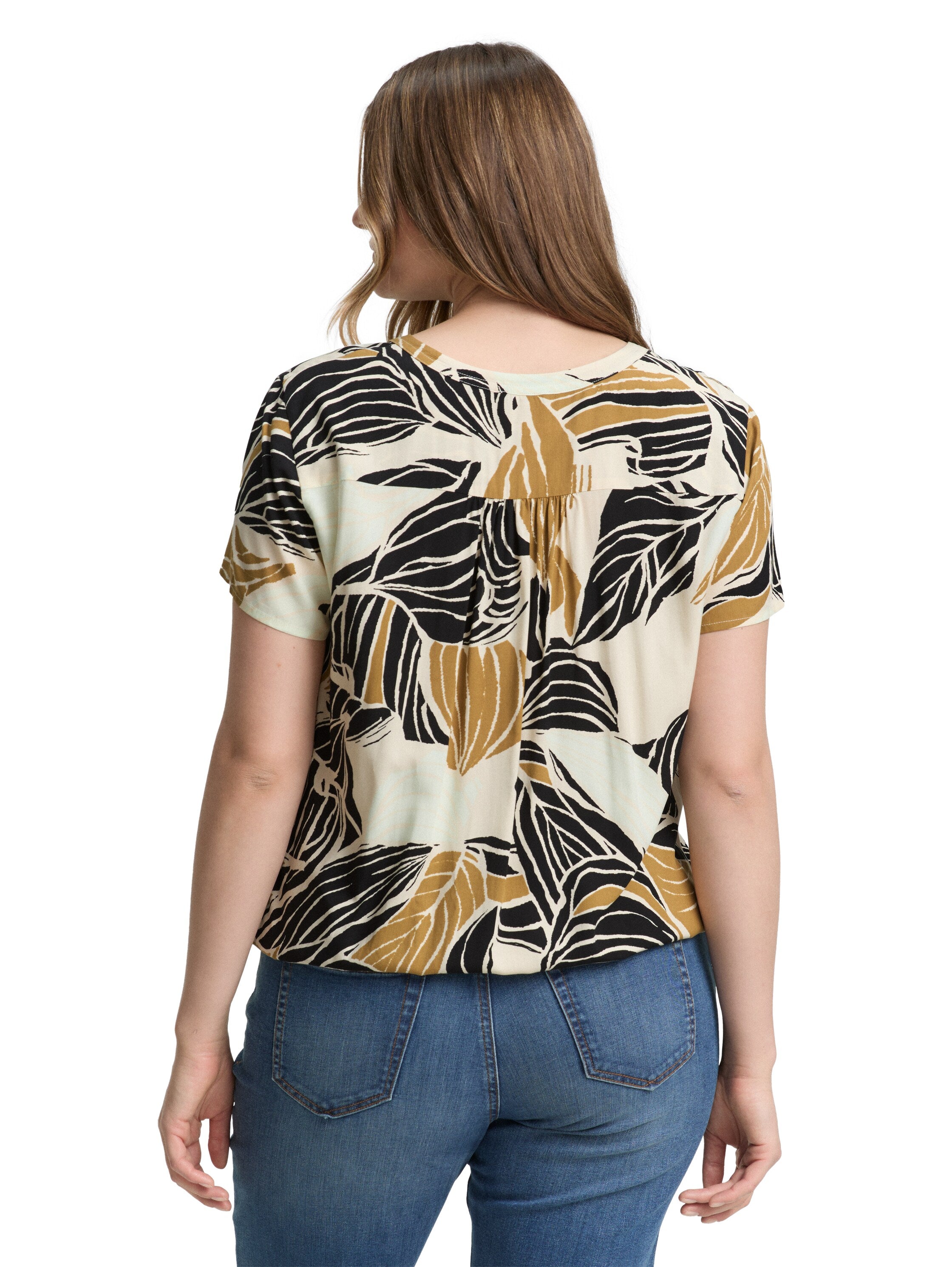 Tom Tailor Denim Bluse Damen Gemusterte Viskose Bluse mit Faltendetail